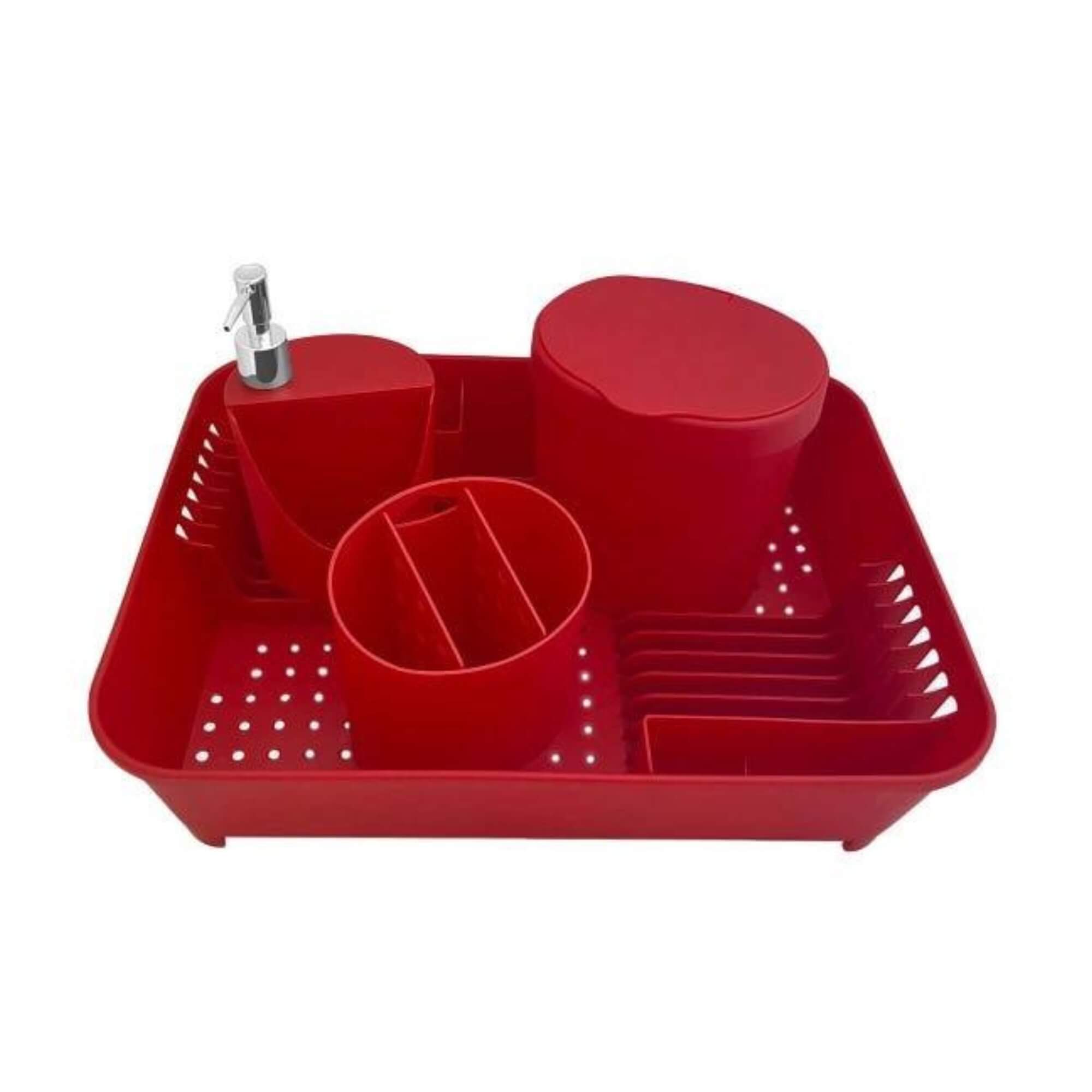 Kit Organizador de Pia Escorredor Dispenser Lixeira 2,5L Porta Talheres Brinox 99256/4465