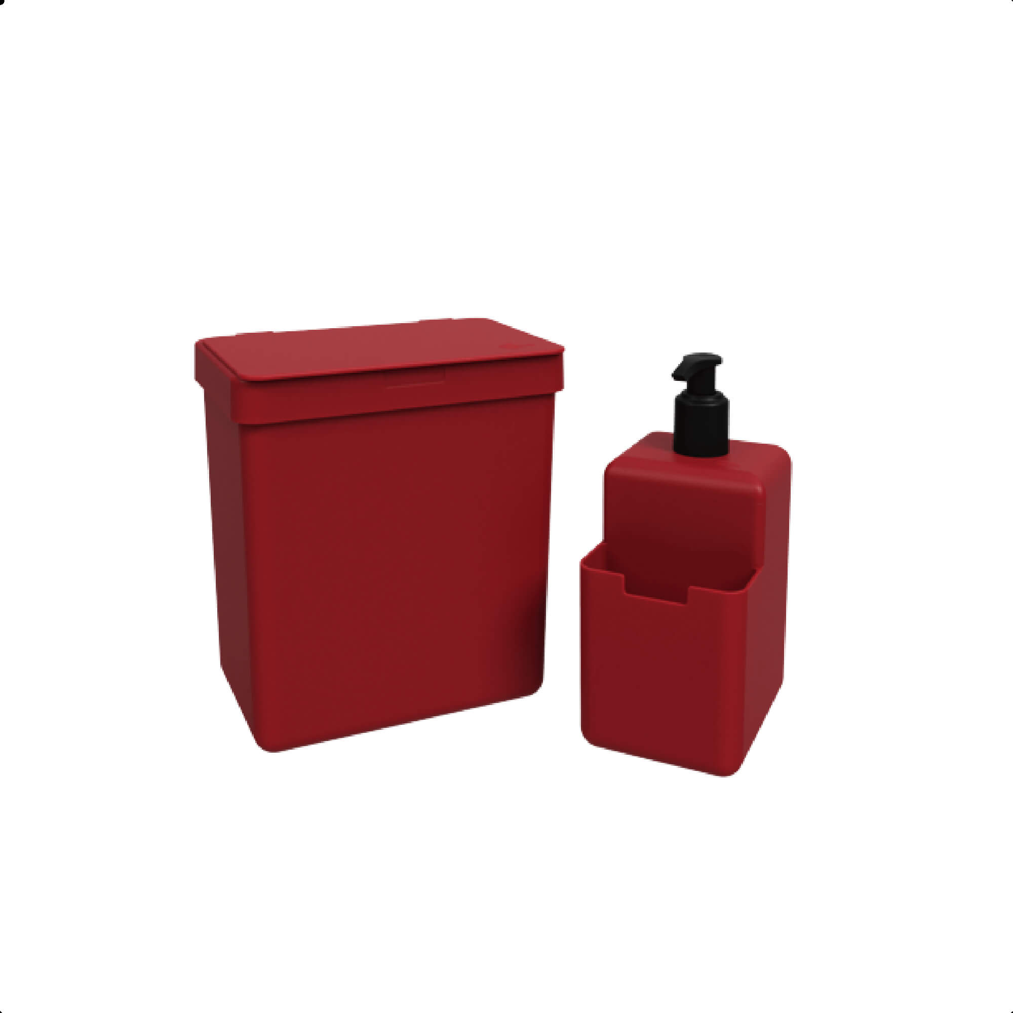 Kit Pia Single Coza 4 Peças Vermelho Escorredor + Dispenser + Lixeira 2,5L Brinox - 99311/1465