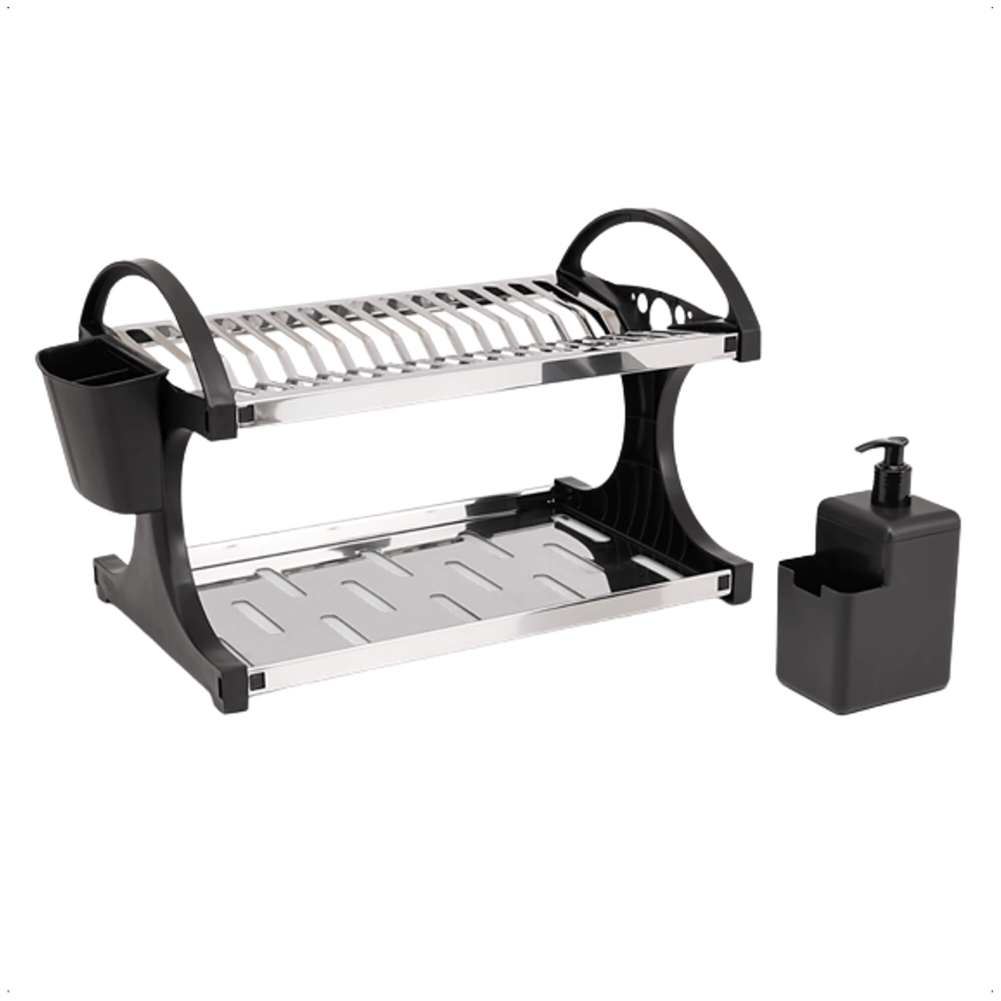 Escorredor 16 pratos Brinox Dispenser Esponja 2 andares Porta Talher Coza Preto Brinox 2104/491