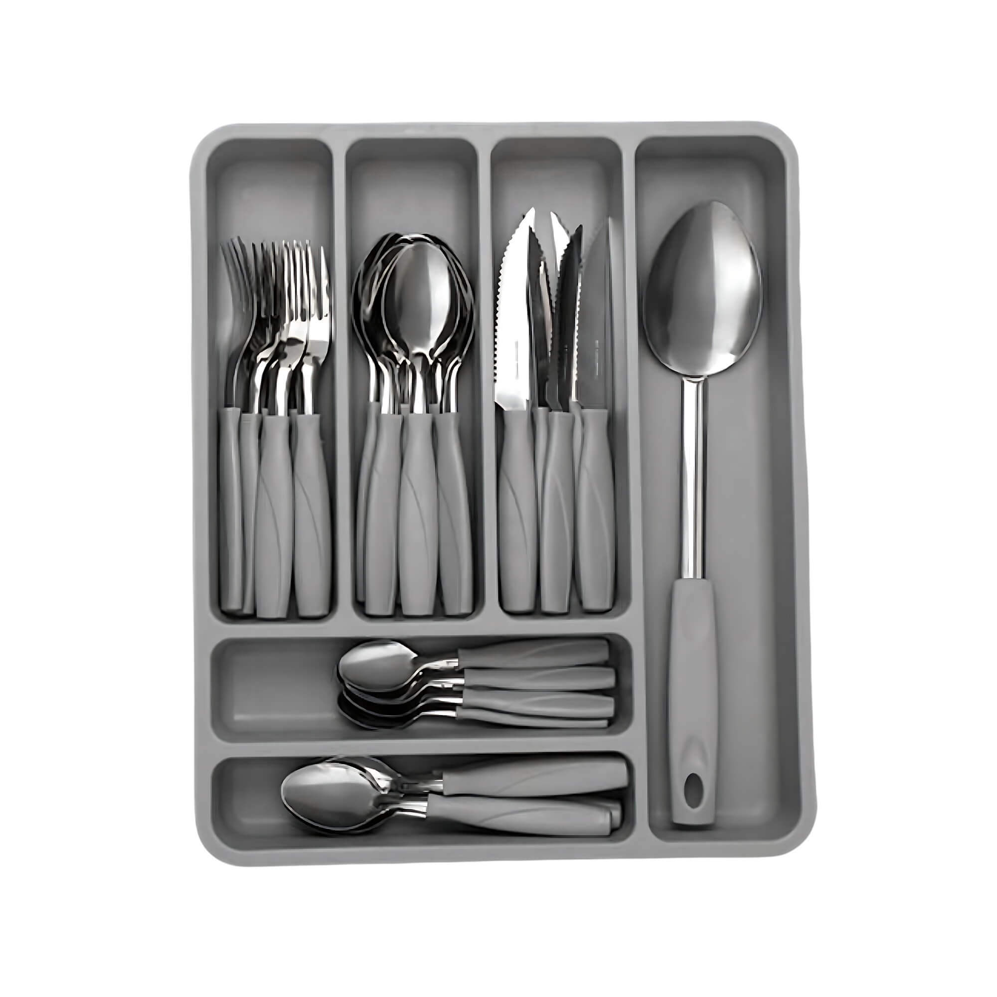 Faqueiro com Organizador de Gaveta 32 peças Aço Inox Itaparica Cinza Brinox - 6000/189