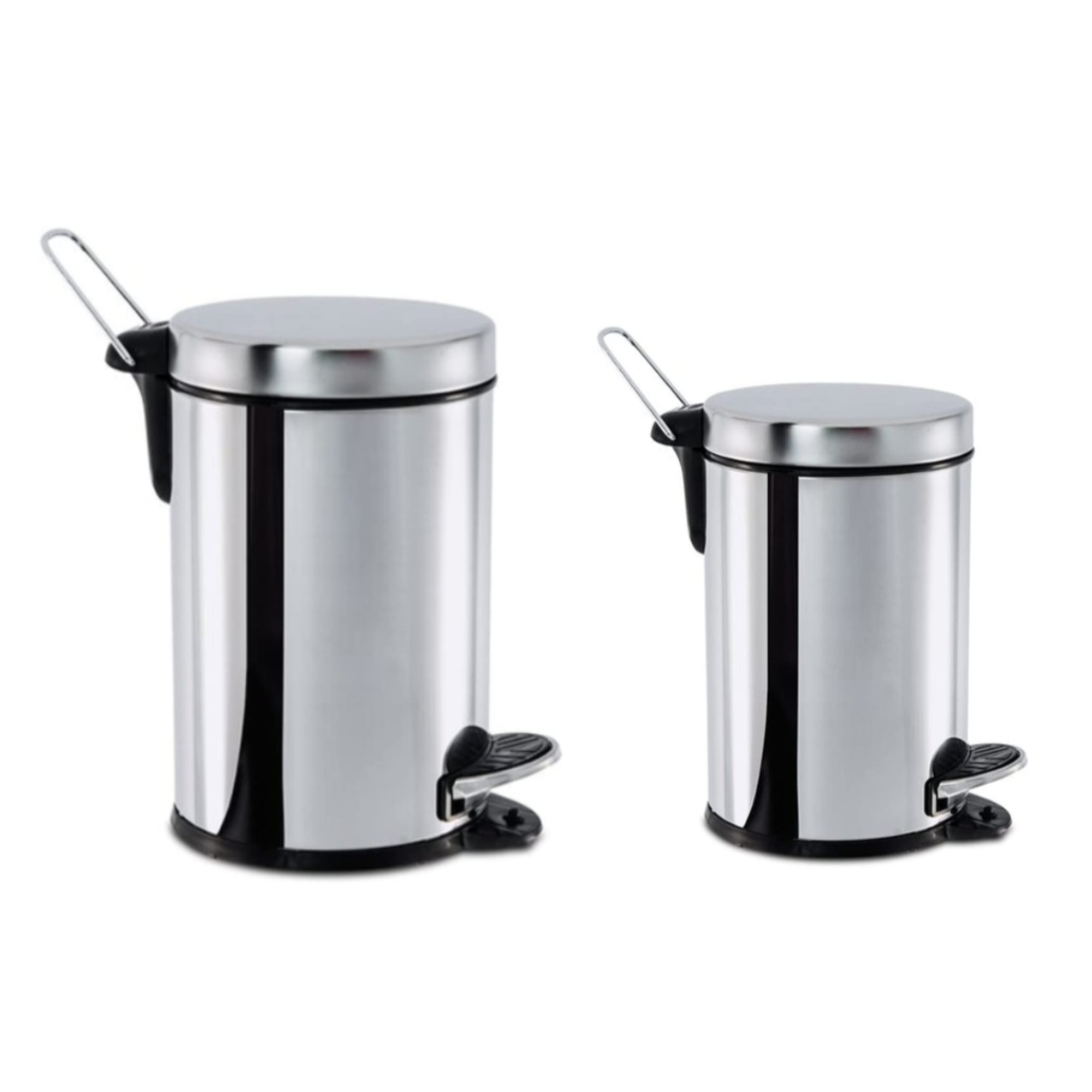 Kit conjunto lixeiras Inox c/pedal e balde 20L+5L Cozinha Banheiro Escritório Brinox - 3040/497