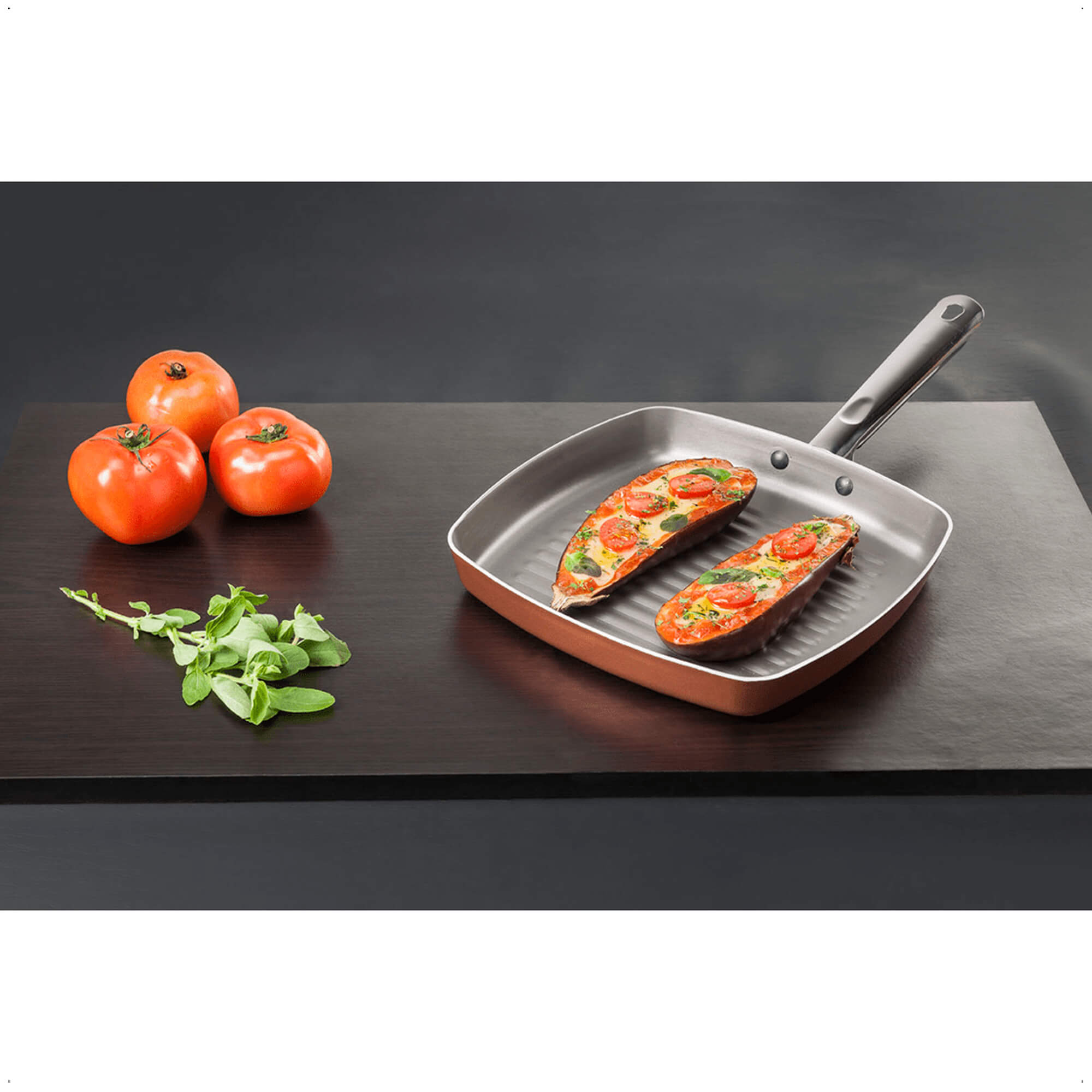 Panela Grill Curry Antiaderente Alumínio 24cm 1,3L Cor Cobre sem Tampa Brinox - 7070/154