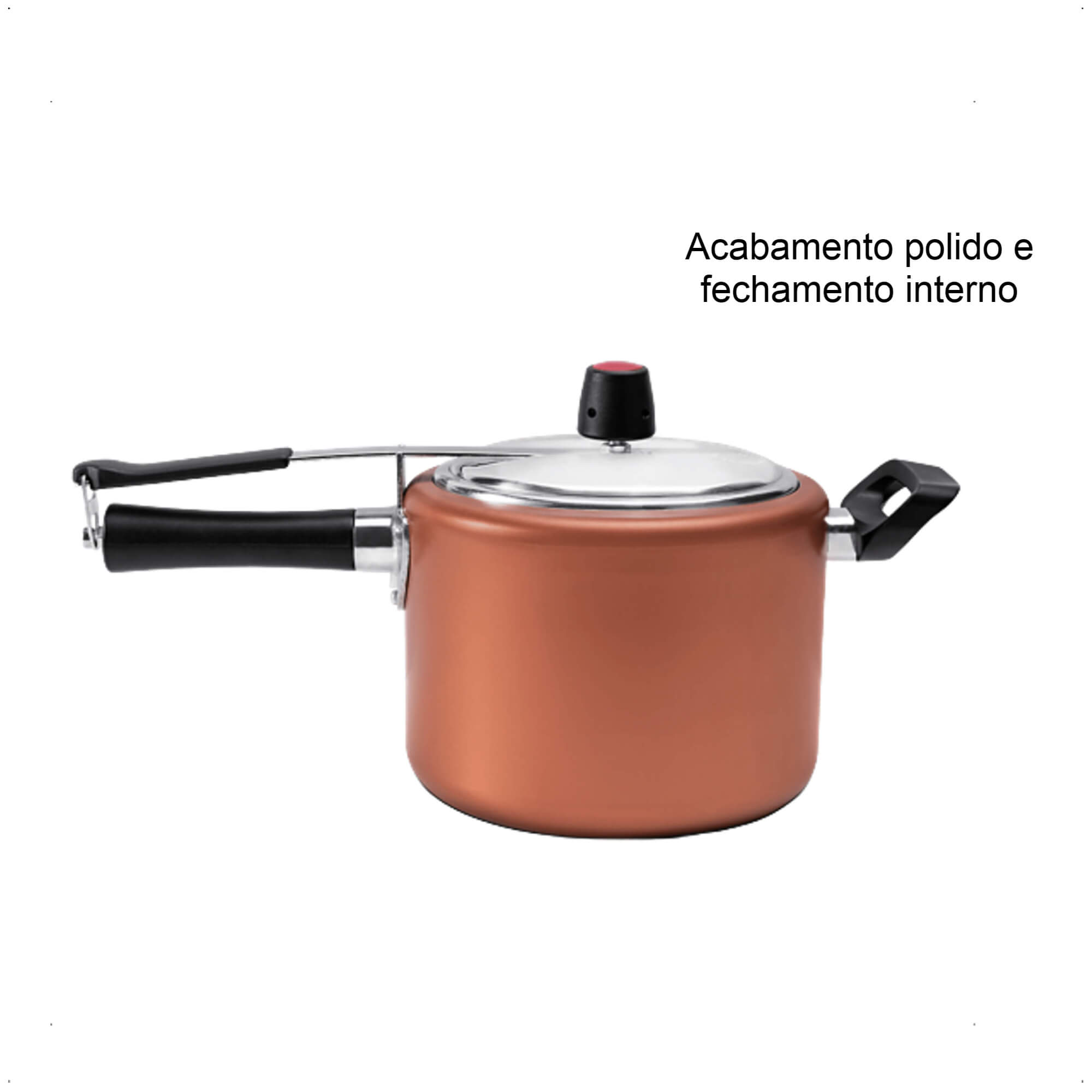 Panela de Pressão 4,5L Antiaderente Alumínio Vapt 20x15cm Cobre Cozinha Brinox 7096/168