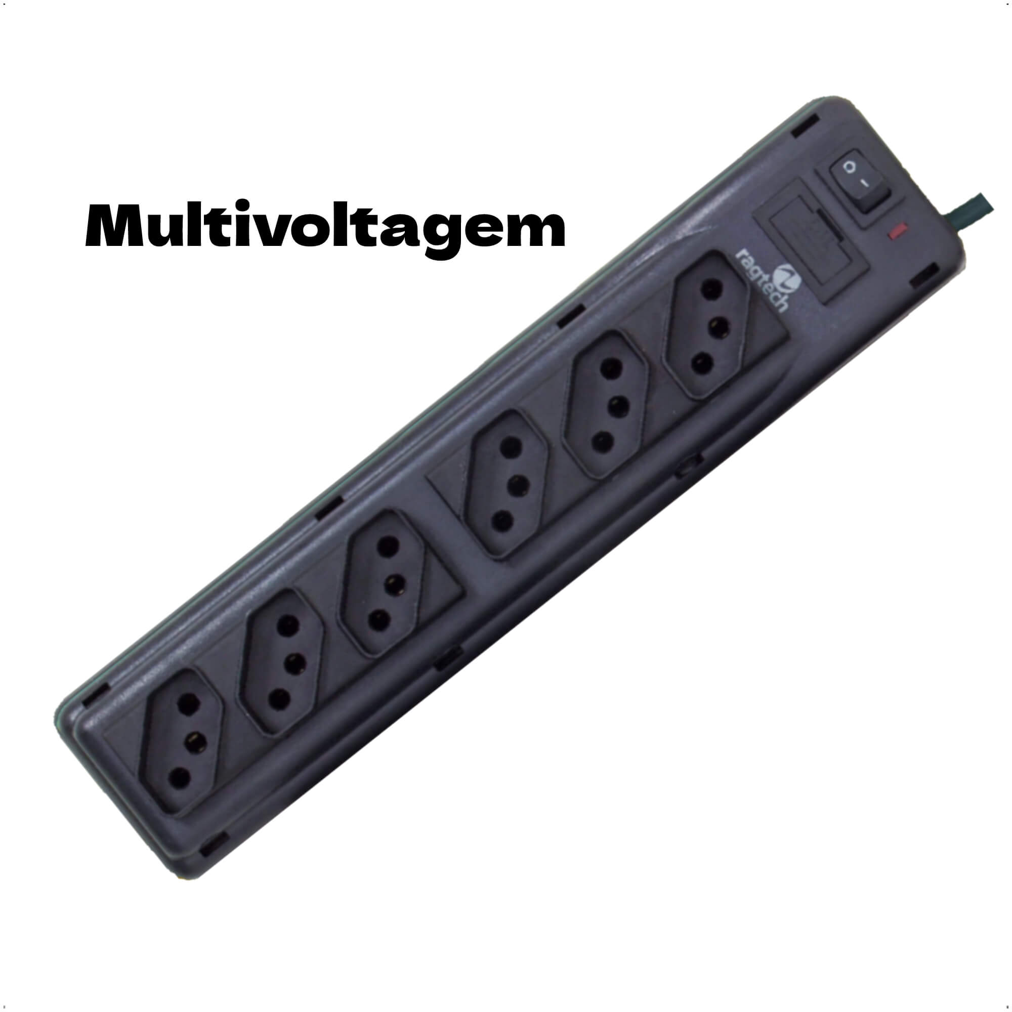 Filtro de Linha Home com 6 Tomadas NBR Bivolt Entrada/Saída Cabo de 1,50m Black Ragtech - 2040