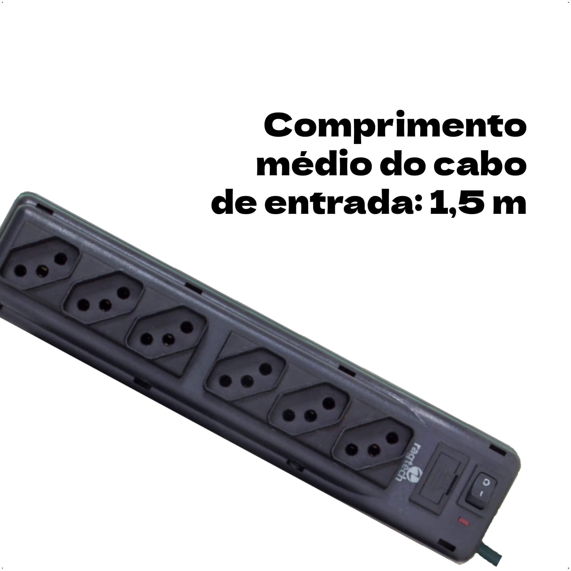 Filtro de Linha Home com 6 Tomadas NBR Bivolt Entrada/Saída Cabo de 1,50m Black Ragtech - 2040