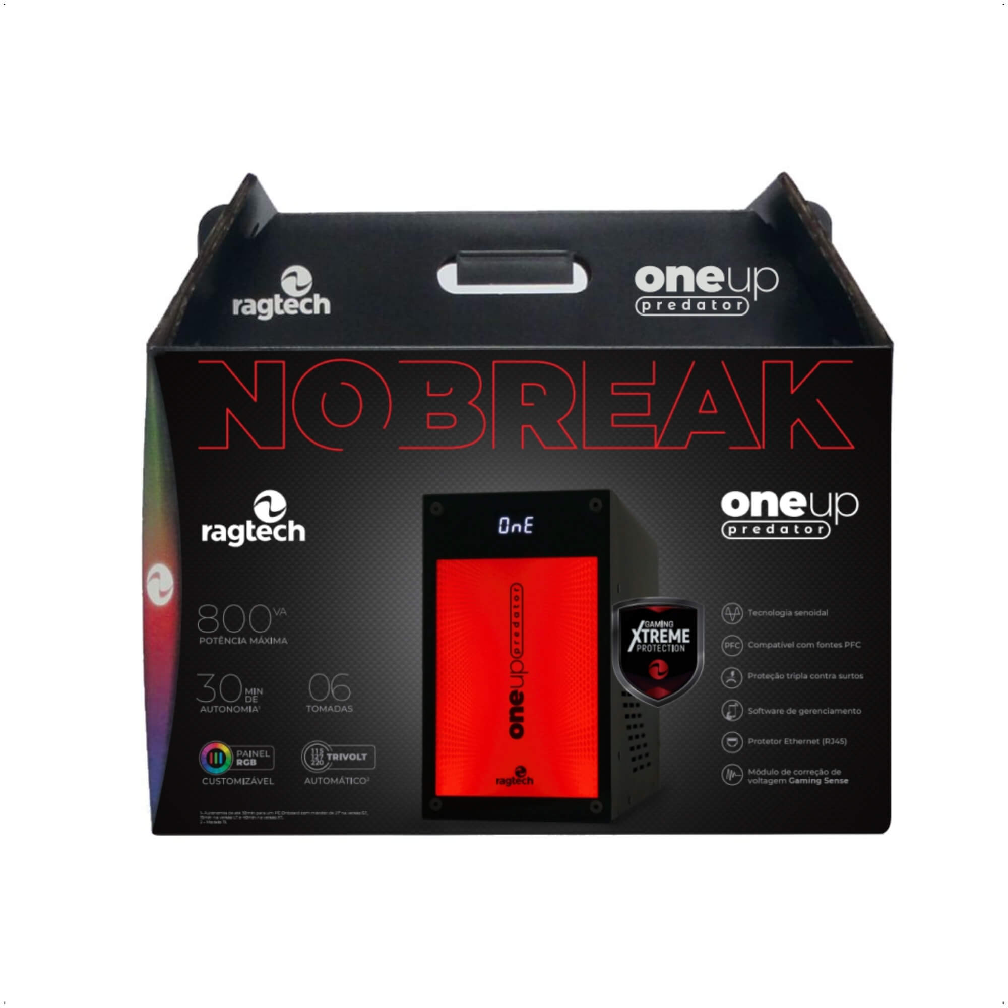Nobreak One UP Predator 800VA TI Senoidal Pura Entrada 115V 127V 220V 60Hz Black - Ragtech 20ONE4570