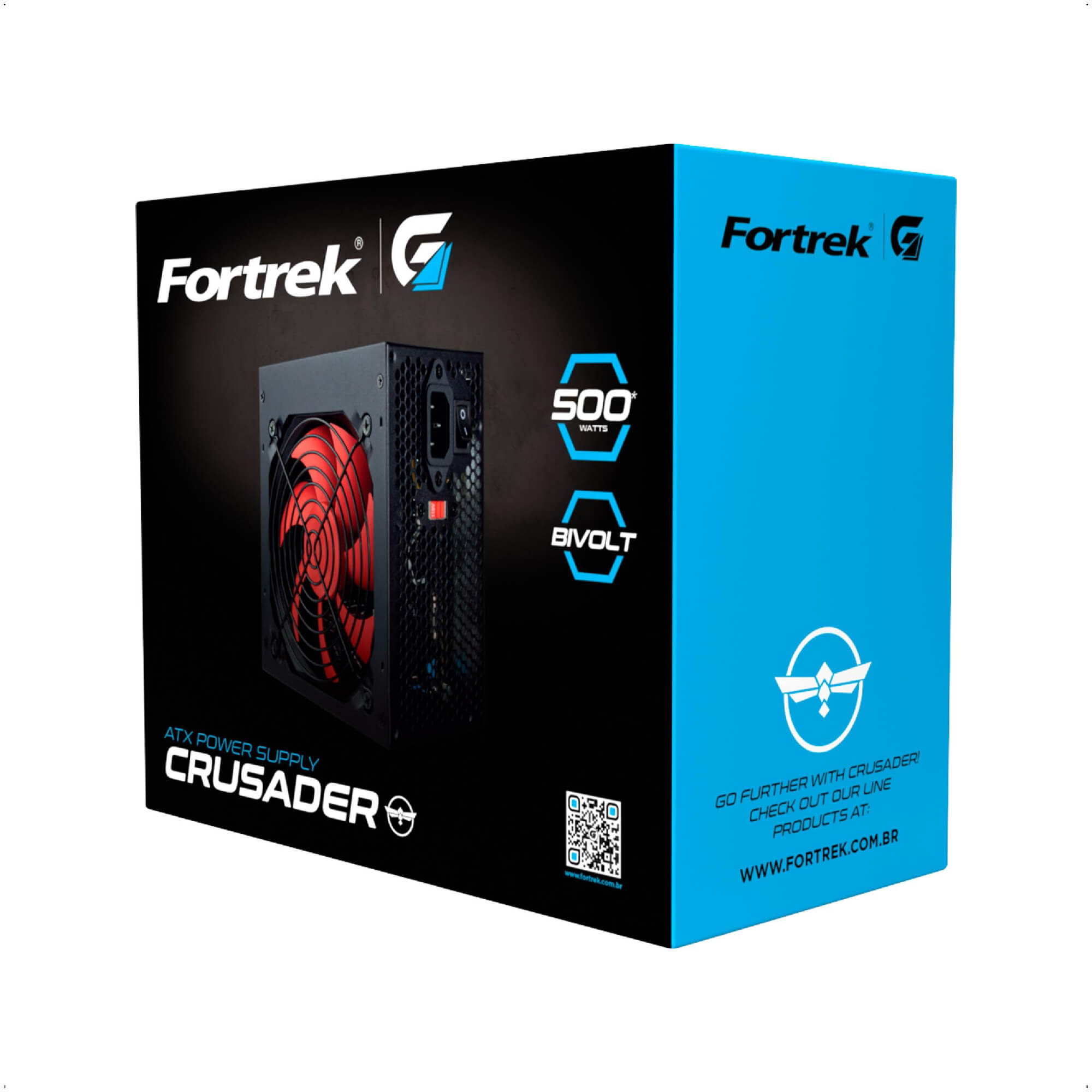 Fonte Gamer Para Computador ATX 500W Nominal Alimentação Extra Fortrek Crusader - 0000076955