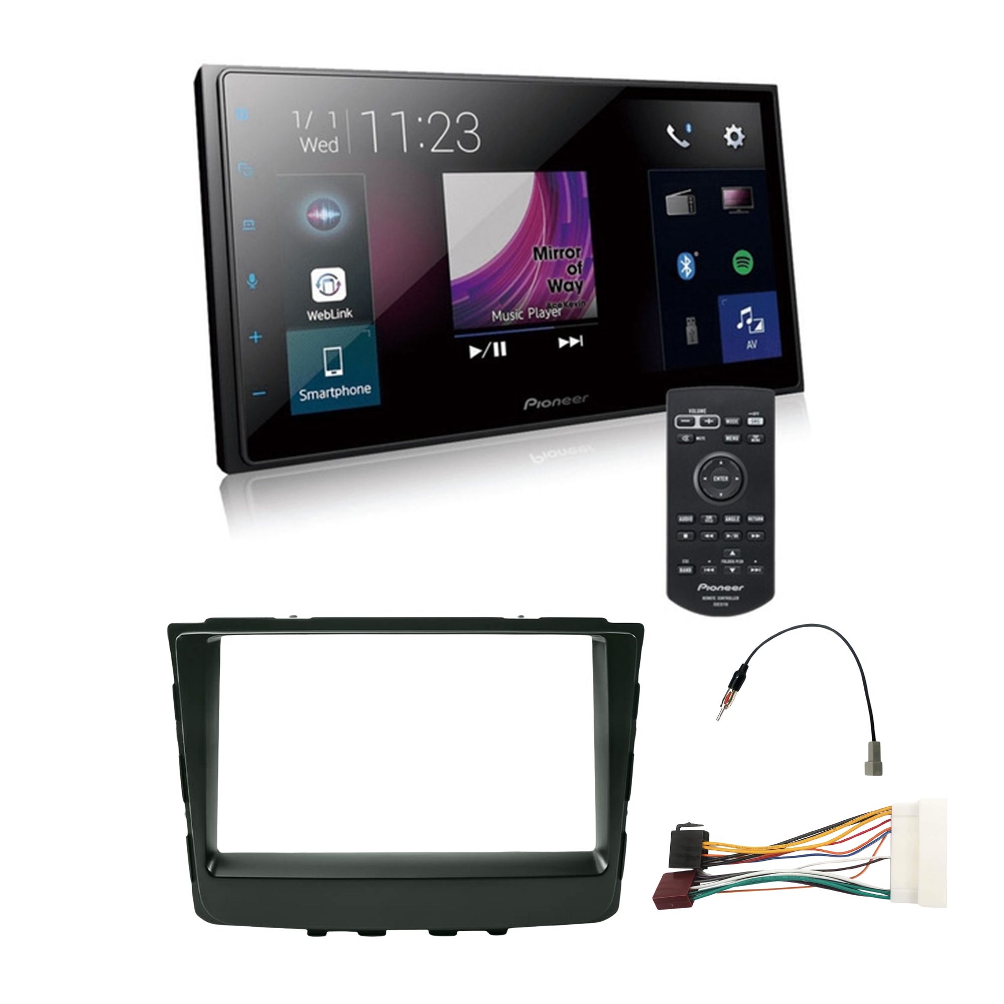 COMP KIT Central Multimídia 2 Din Pioneer DMH-Z5380TV Tela 6.8 pol + Moldura e Chicotes Creta 2017 até 2024