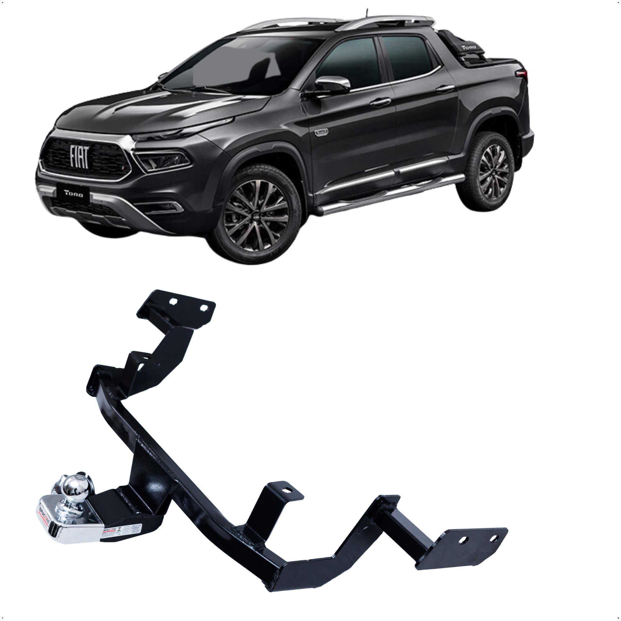 Engate Toro 2.0 TD 4x4 2022 em diante Com tanque Arla 32 Cromado Braconi - BRC-FT-58