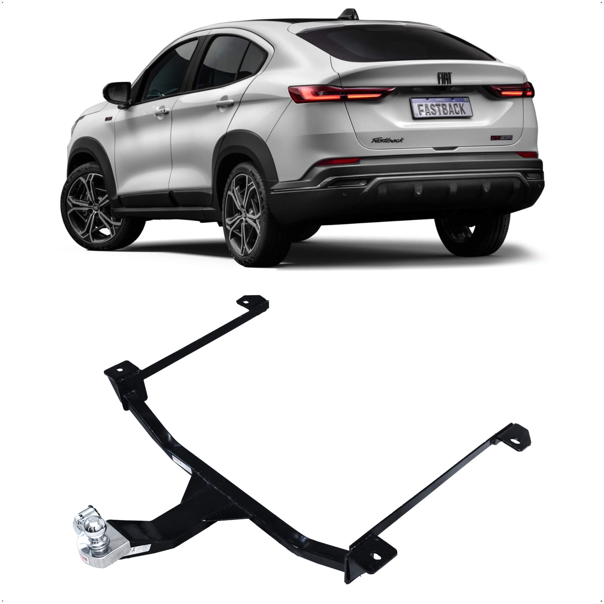 Engate Reboque Fastback Tração até 500Kg Cromado Braconi - BRC-FT-57