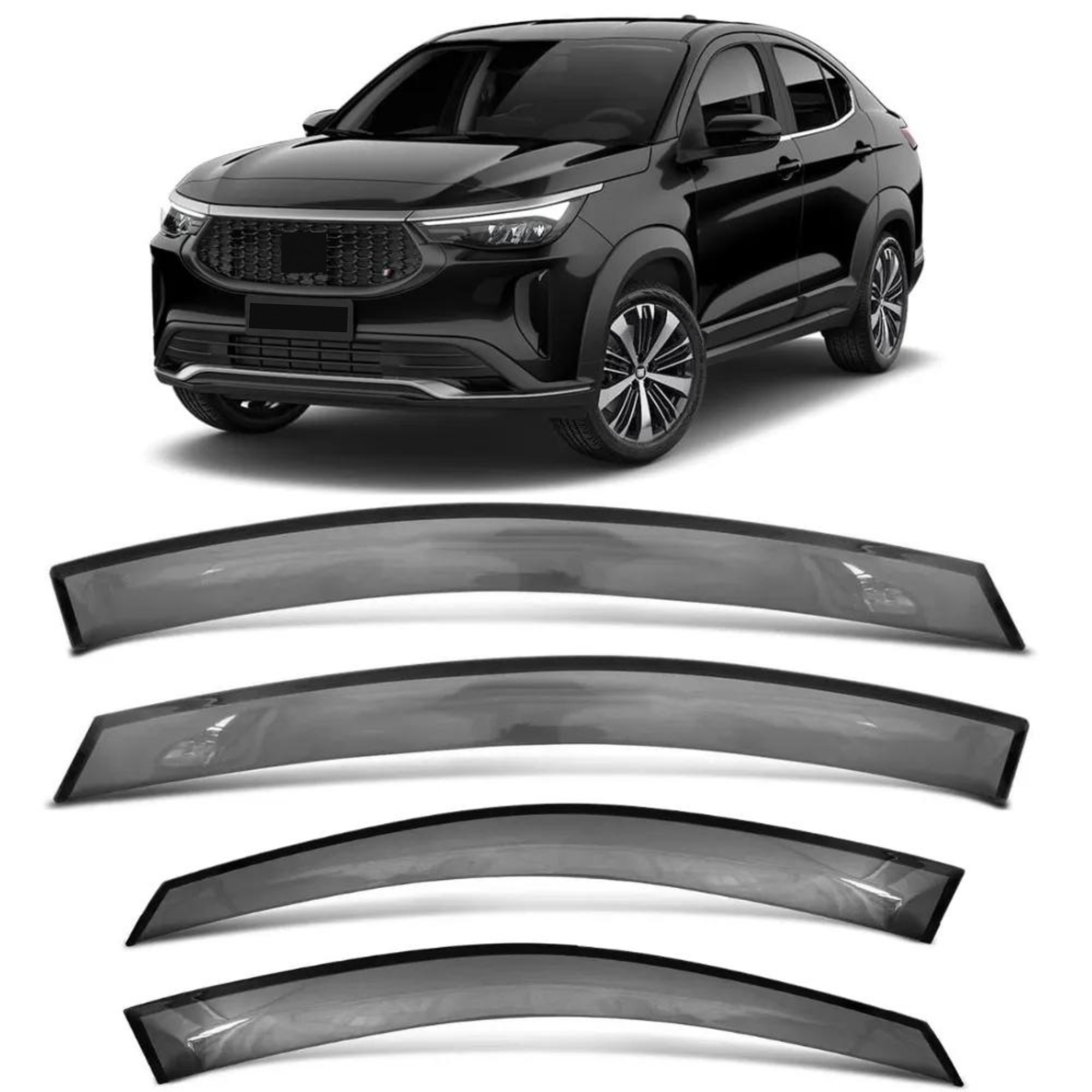 Calha de Chuva Defletor Inteiriça/Slim Fiat Fastback 2022/2026 4 Portas em Acrílico TGPoli-24.030