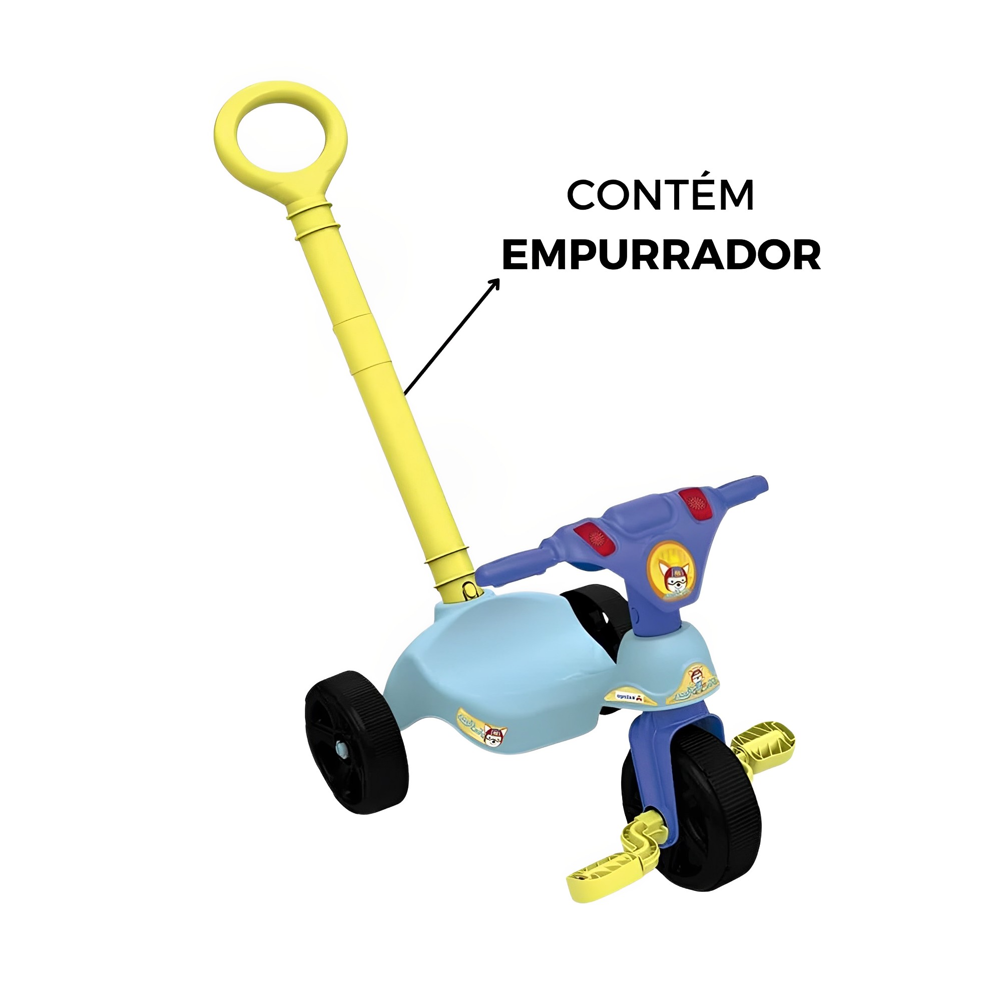 Triciclo Infantil criança 24 Meses a 23kg c/ empurrador FOX Racer Xalingo - 07722