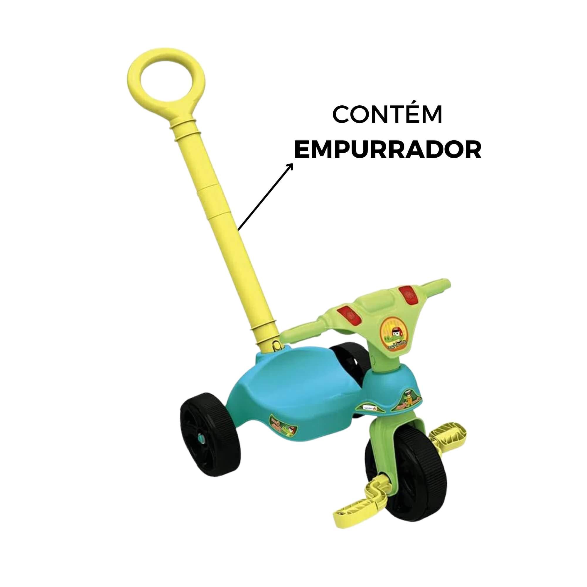 Triciclo Infantil criança 24 Meses a 23kg com empurrador Croco Racer Xalingo - 07755