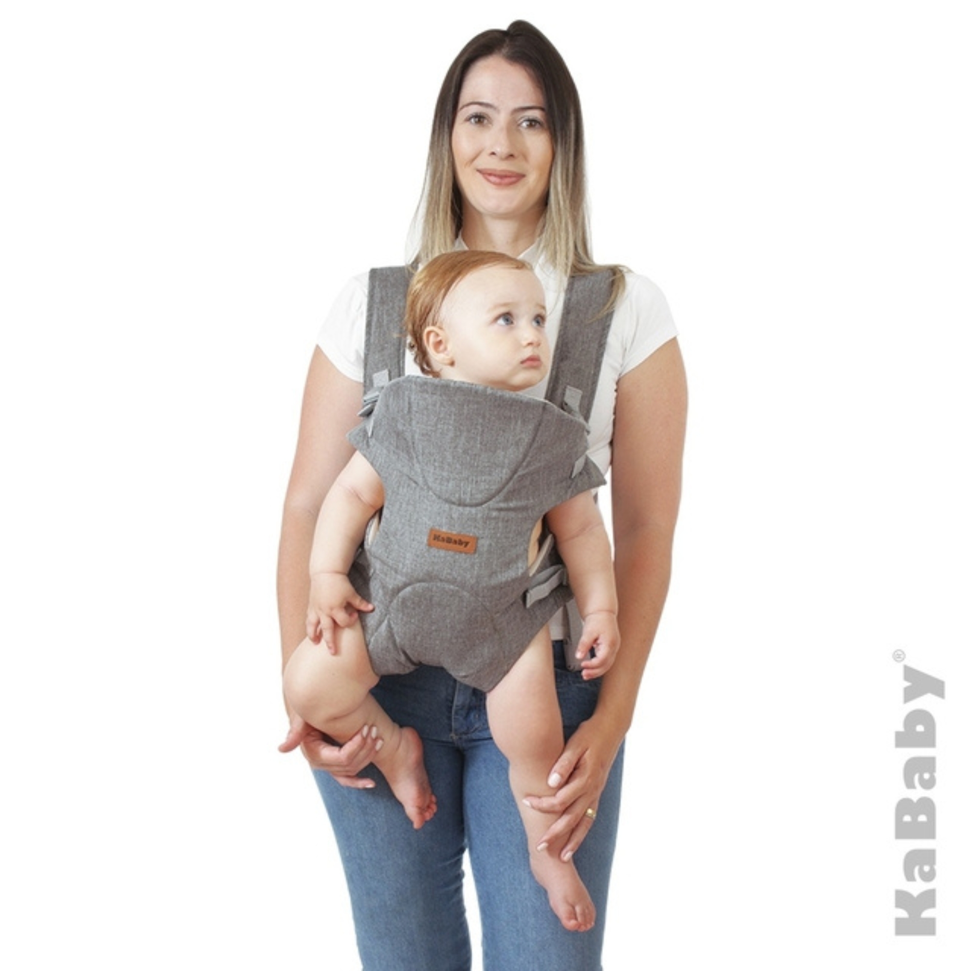 Canguru para Bebê 3 a 18 Meses Suporta até 9kg 3 Posições Air Cinza Kababy - KB17200C
