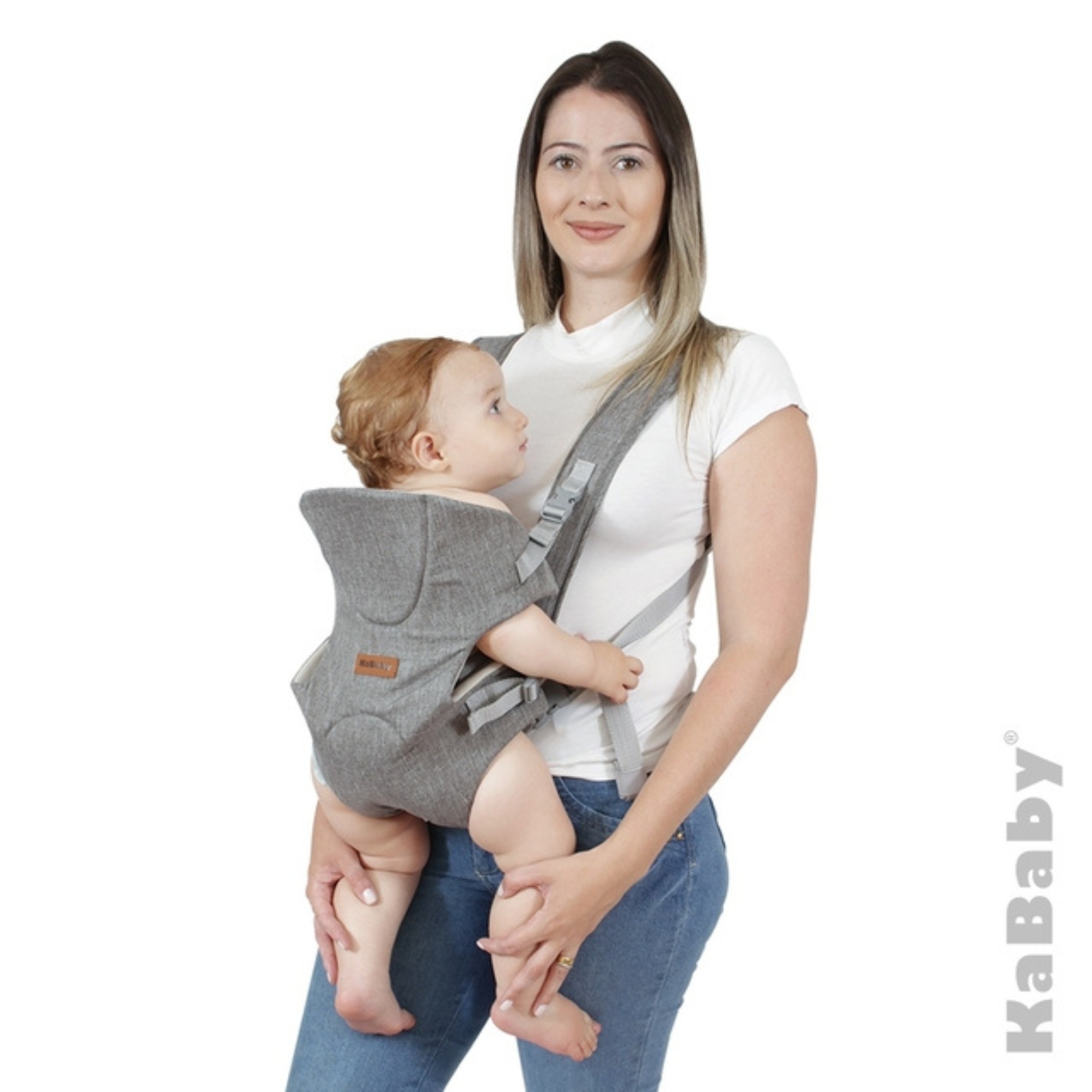 Canguru para Bebê 3 a 18 Meses Suporta até 9kg 3 Posições Air Cinza Kababy - KB17200C