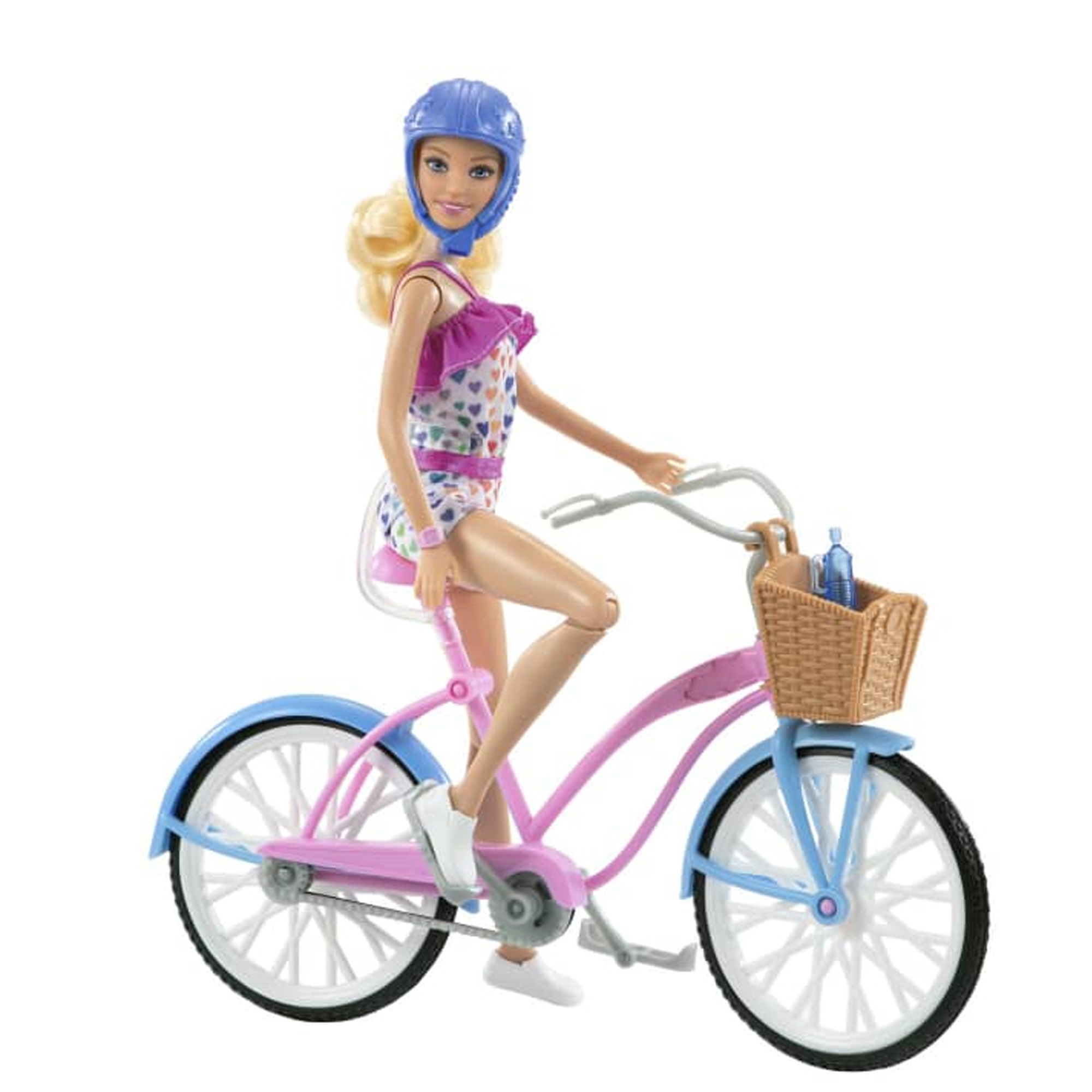 Barbie Passeio de Bicicleta E Acessórios Garrafinha Capacete Boneca Faz de Conta Mattel - HBY28
