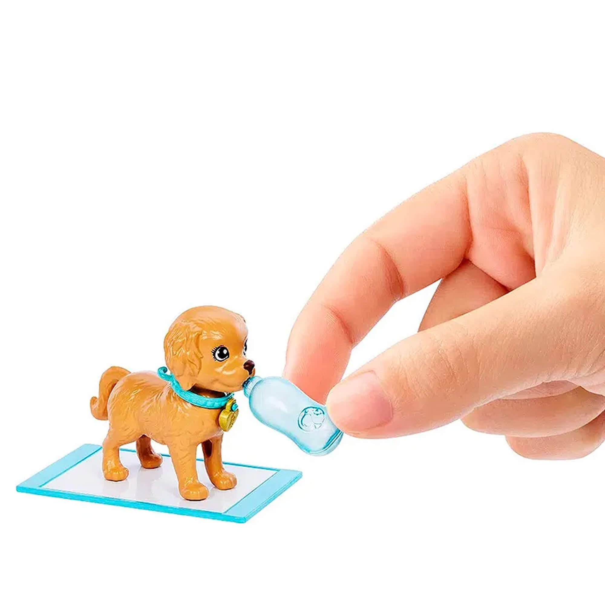 Boneca Barbie Negra Family Adota um Cachorrinho Pet Com Acessórios Cabelo Preto Mattel - HKD87