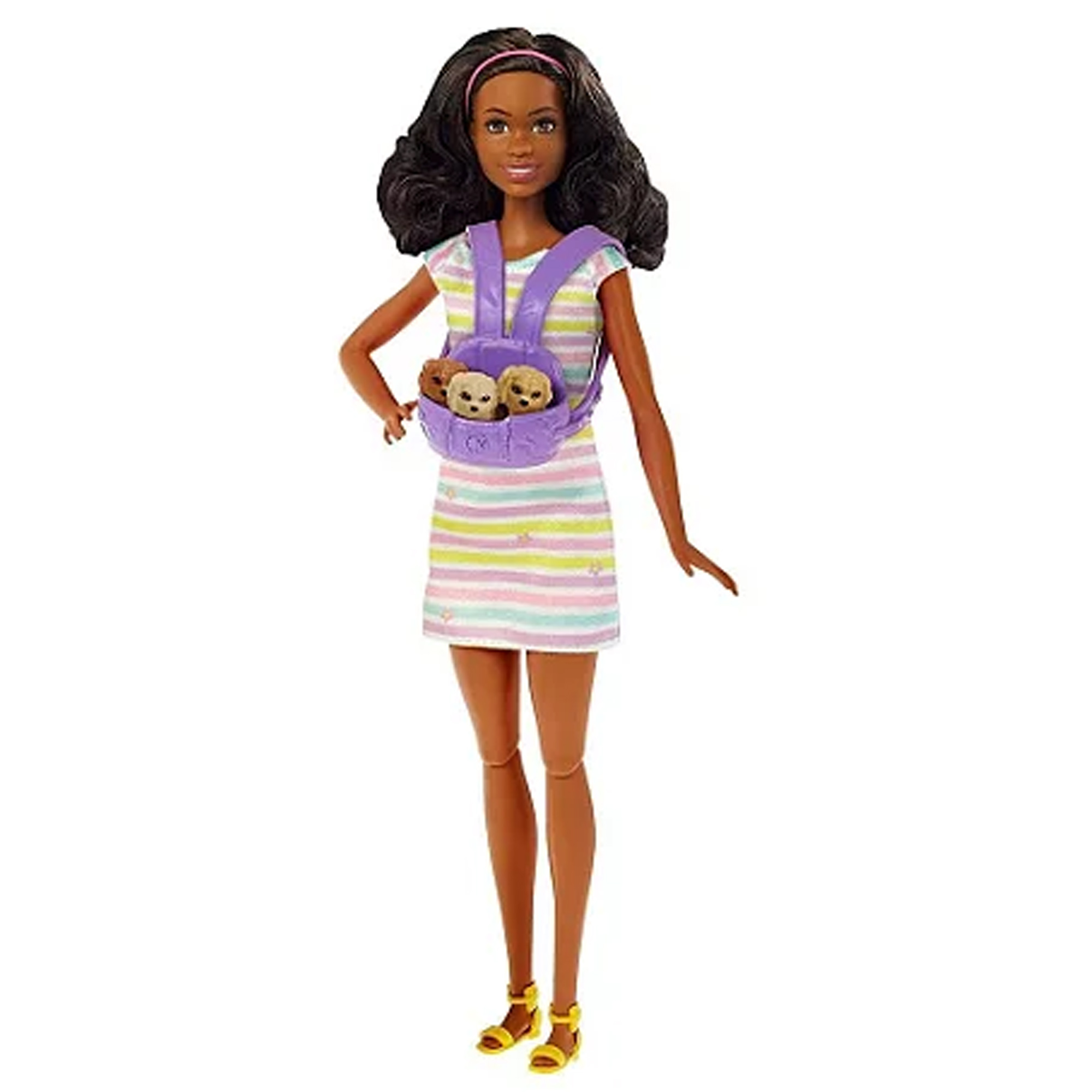 Boneca Barbie Morena Articulada Pets Cachorrinhos Recém-Nascidos Brincadeira Menina Mattel - HCK76