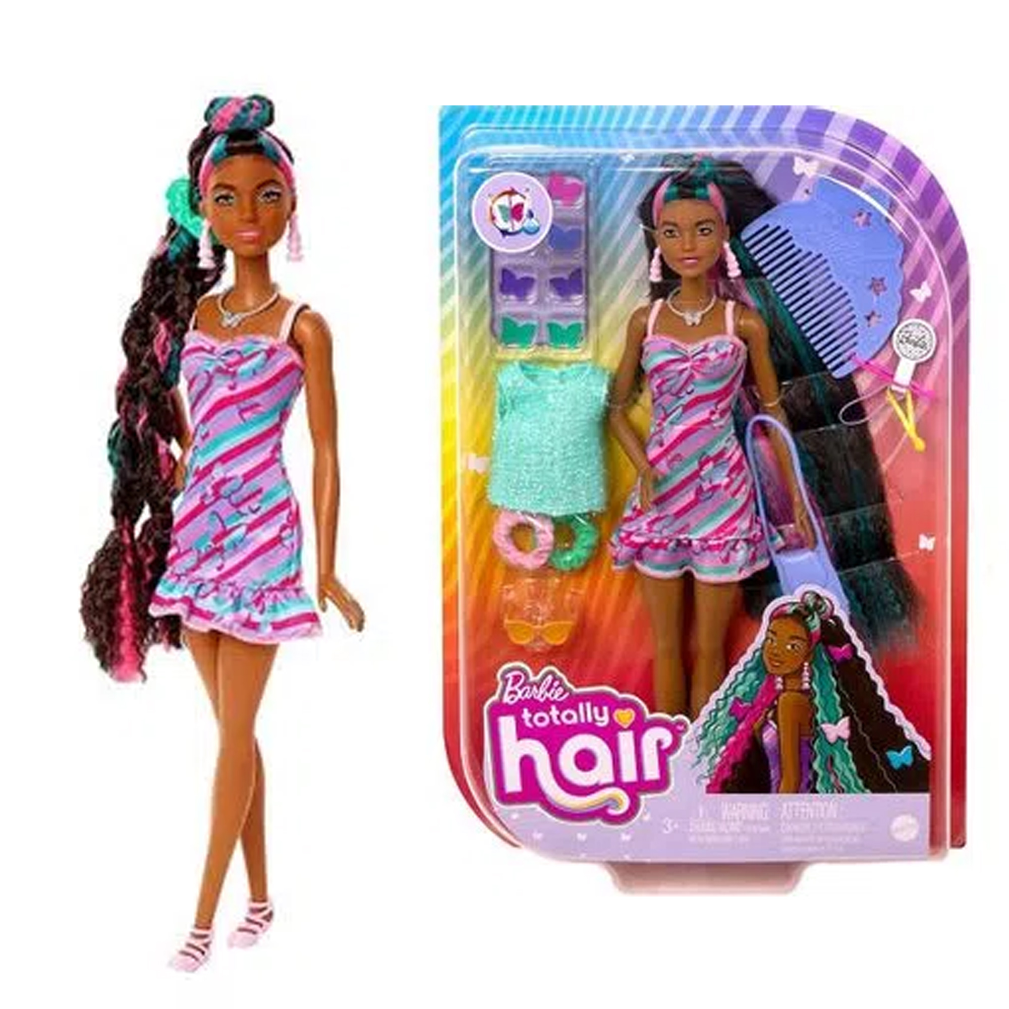 Boneca Barbie Totally Hair Borboleta Articulada  com 15 Acessórios Mattel - HCM91