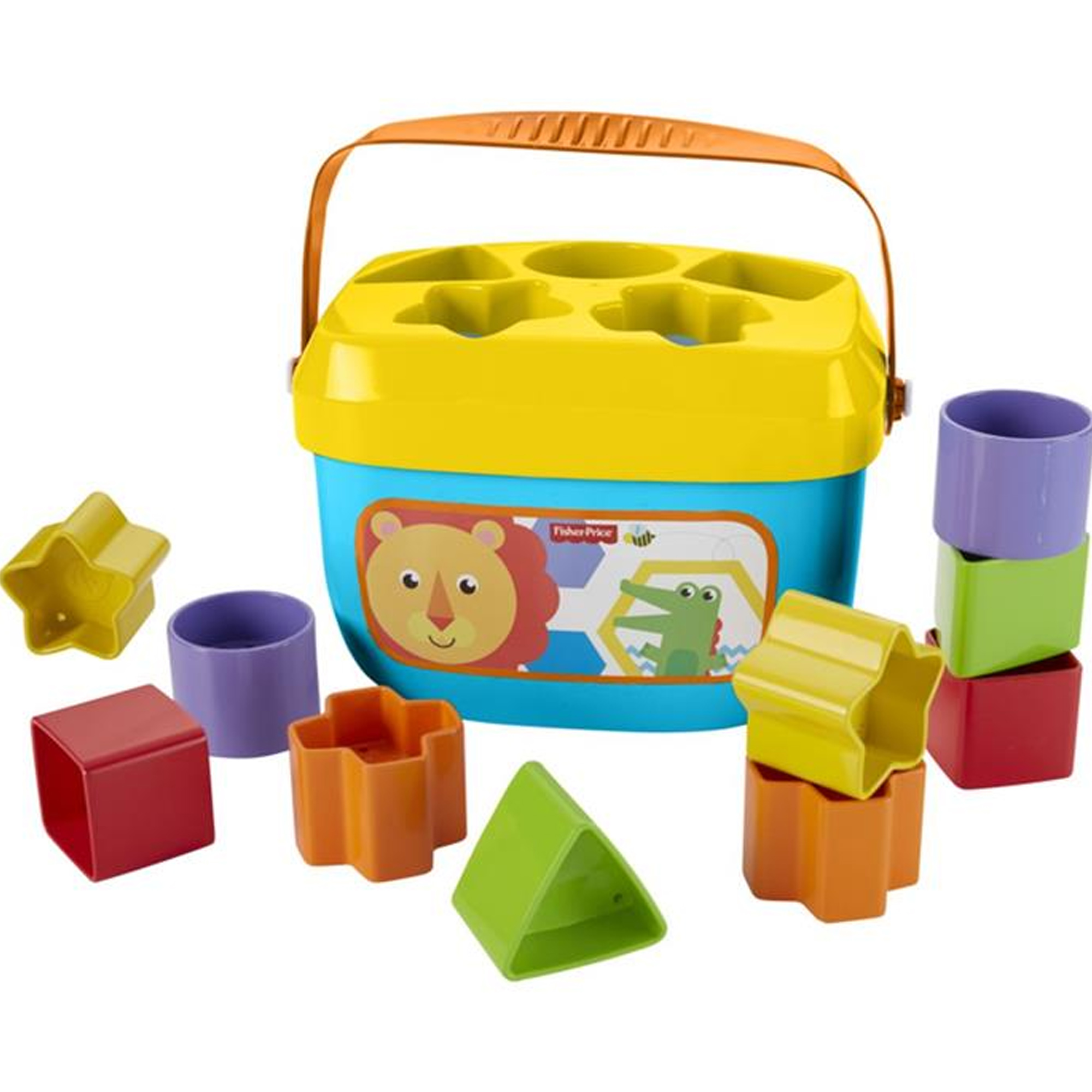 Balde Brinquedo Primeiros Blocos de Encaixe Peças Geométricas Fisher-Price Mattel - FFC84