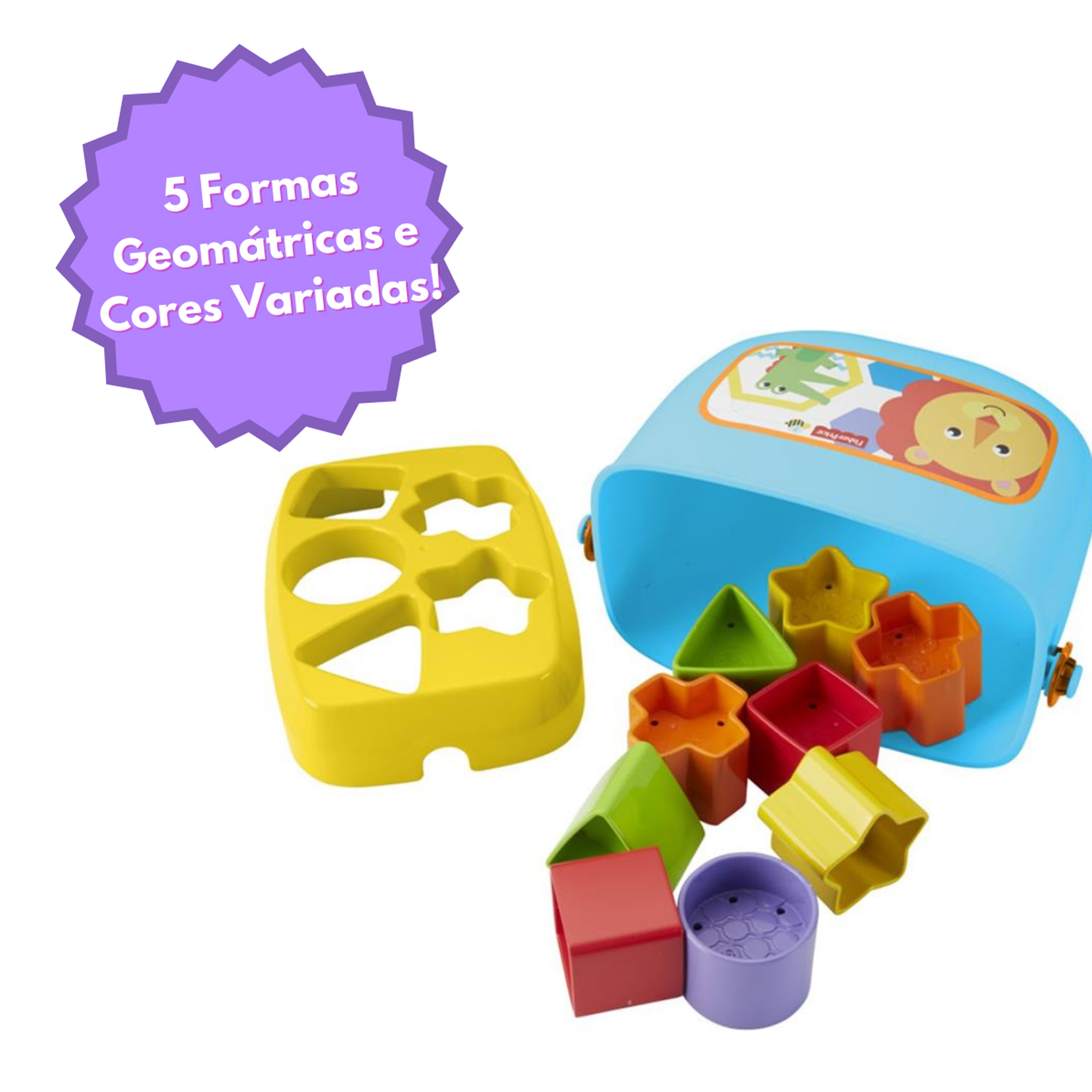 Balde Brinquedo Primeiros Blocos de Encaixe Peças Geométricas Fisher-Price Mattel - FFC84