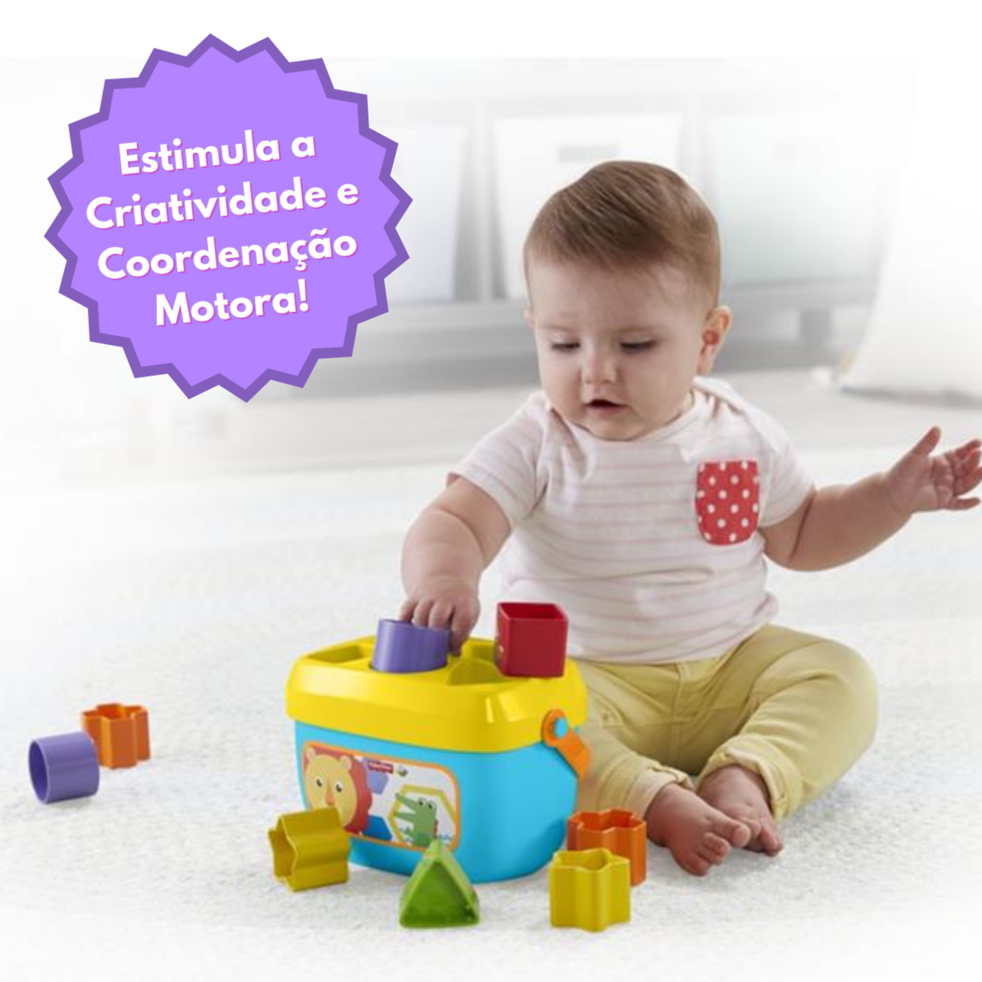 Balde Brinquedo Primeiros Blocos de Encaixe Peças Geométricas Fisher-Price Mattel - FFC84