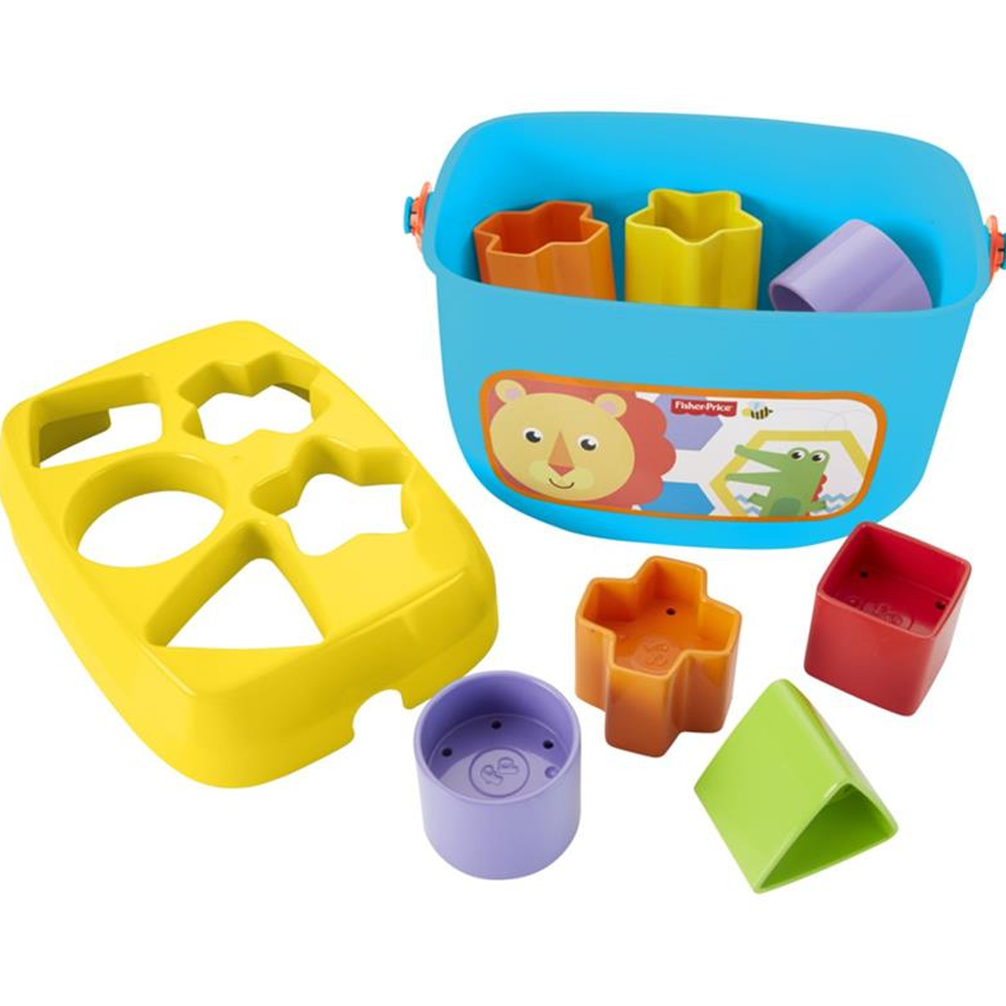 Balde Brinquedo Primeiros Blocos de Encaixe Peças Geométricas Fisher-Price Mattel - FFC84