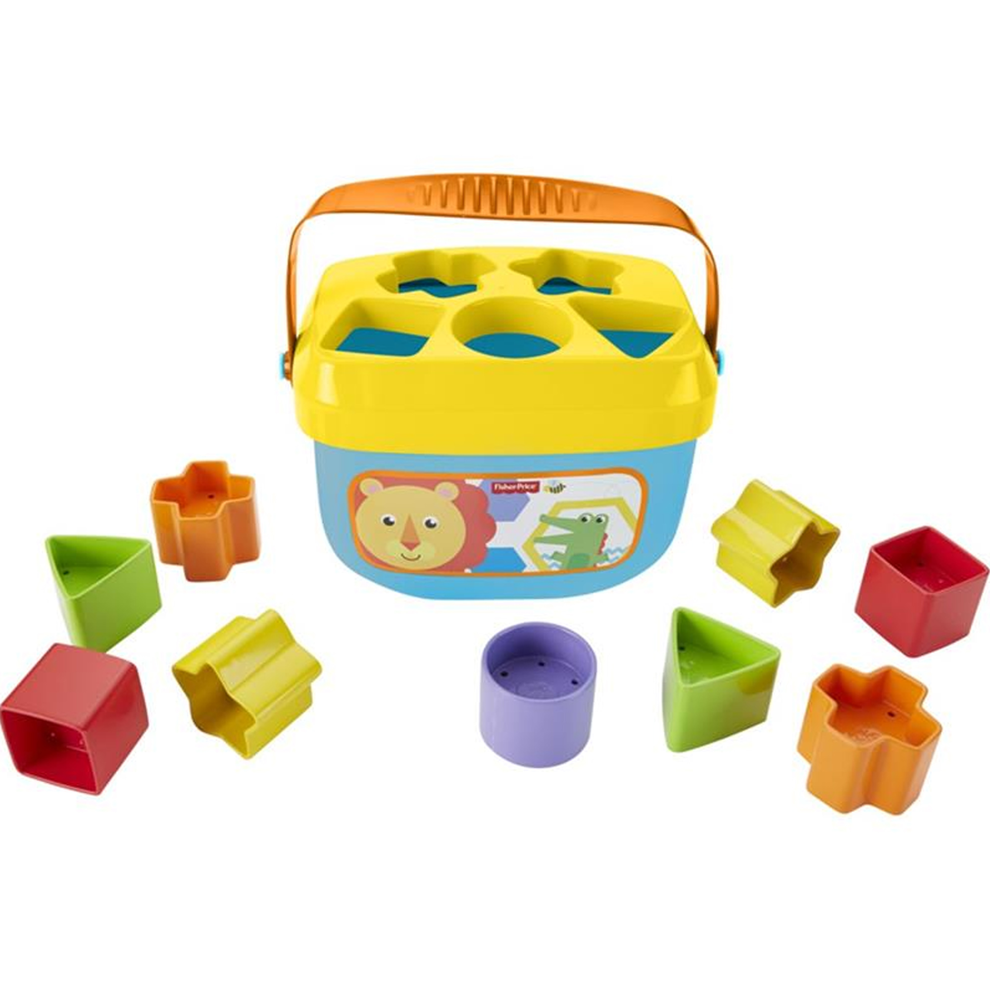 Balde Brinquedo Primeiros Blocos de Encaixe Peças Geométricas Fisher-Price Mattel - FFC84