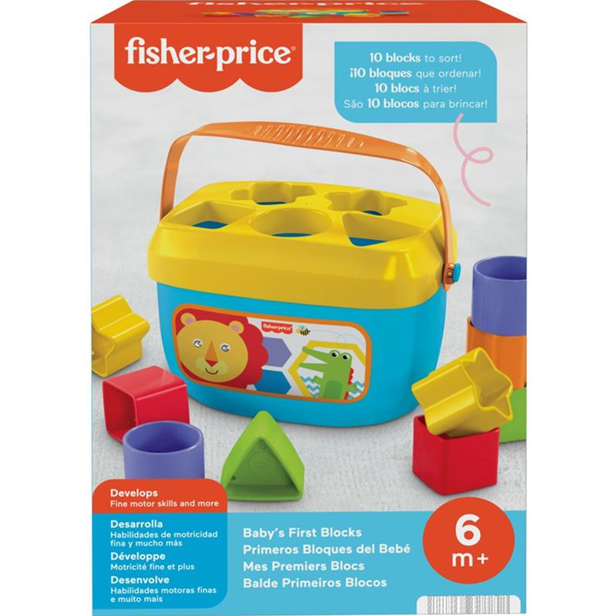 Balde Brinquedo Primeiros Blocos de Encaixe Peças Geométricas Fisher-Price Mattel - FFC84