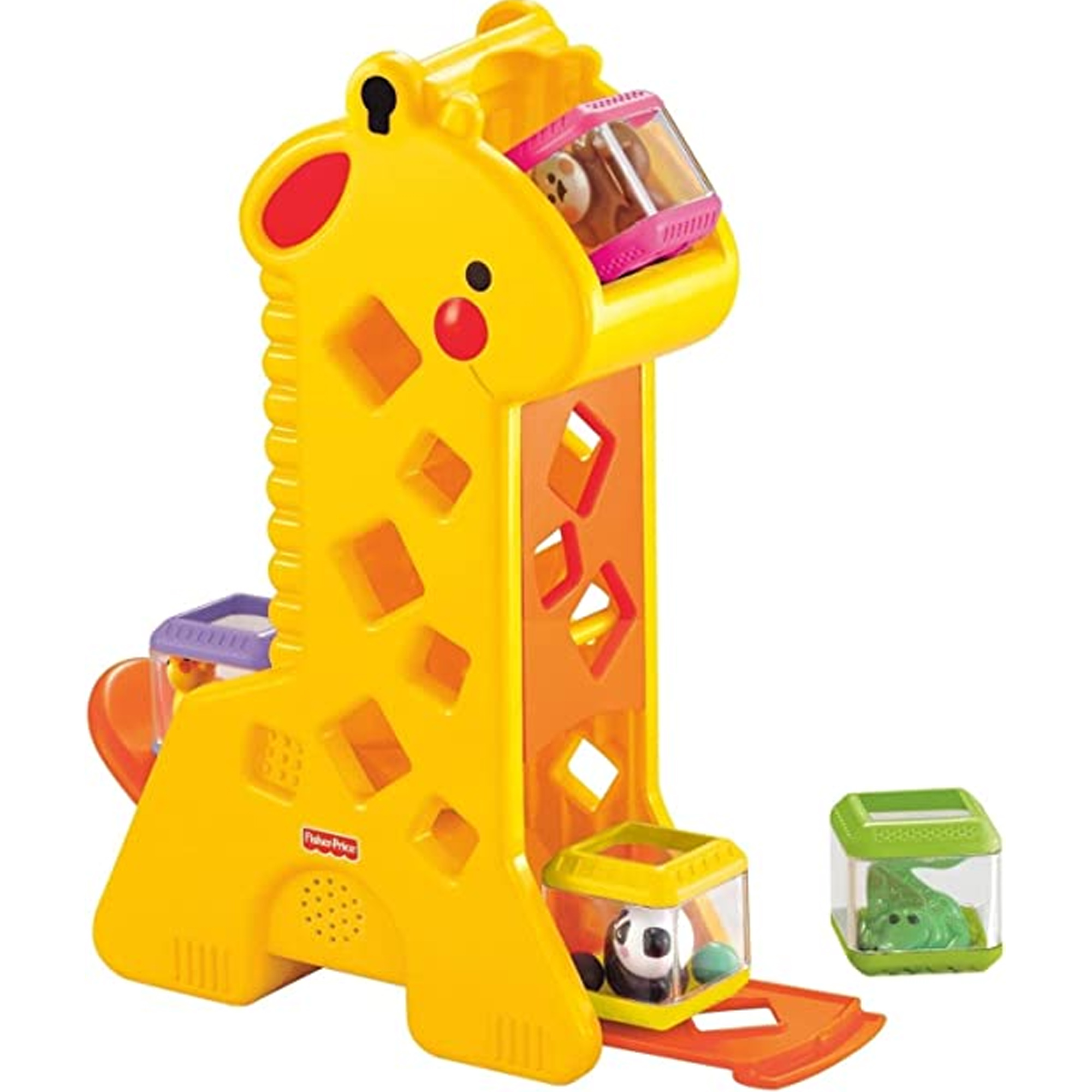 Brinquedo Girafa Blocos Animais Sons Infantil Sensorial Baby Bebê +6 meses Fisher Mattel B4253