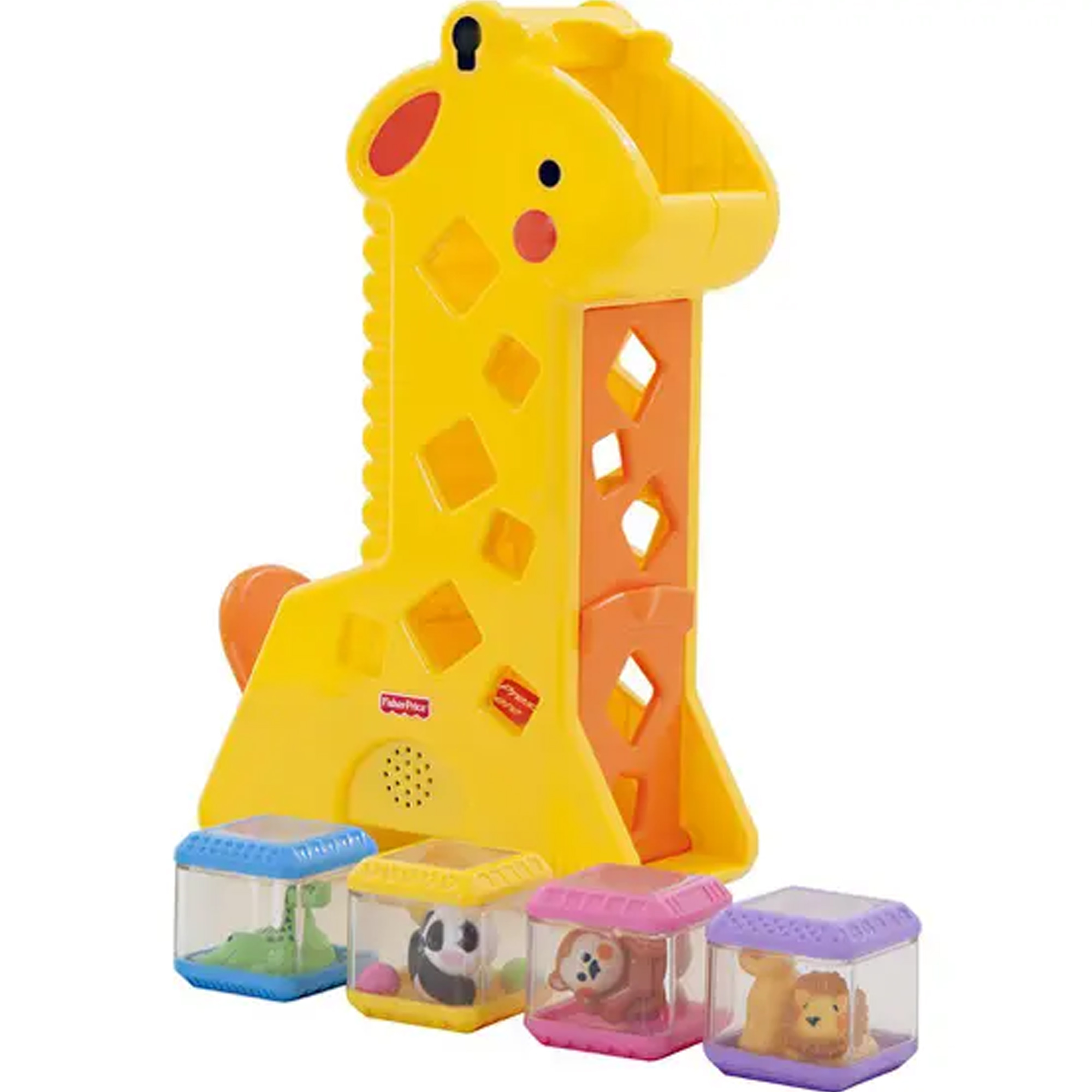 Brinquedo Girafa Blocos Animais Sons Infantil Sensorial Baby Bebê +6 meses Fisher Mattel B4253