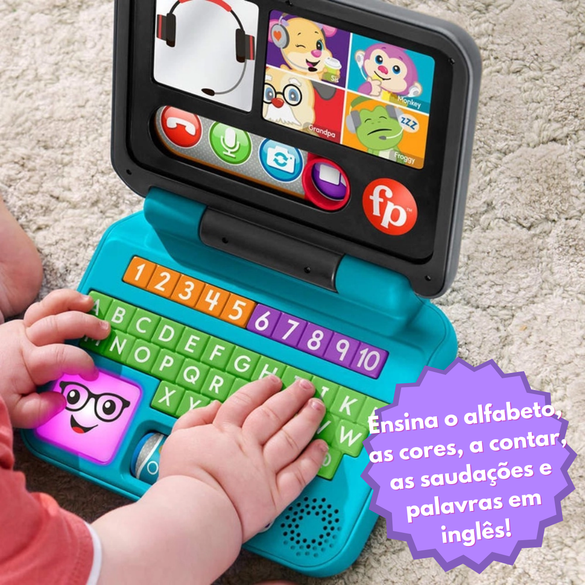 Laptop de Aprendizagem Brinquedo Mini Computador Vamos Conectar Fisher Price Mattel - HGW98