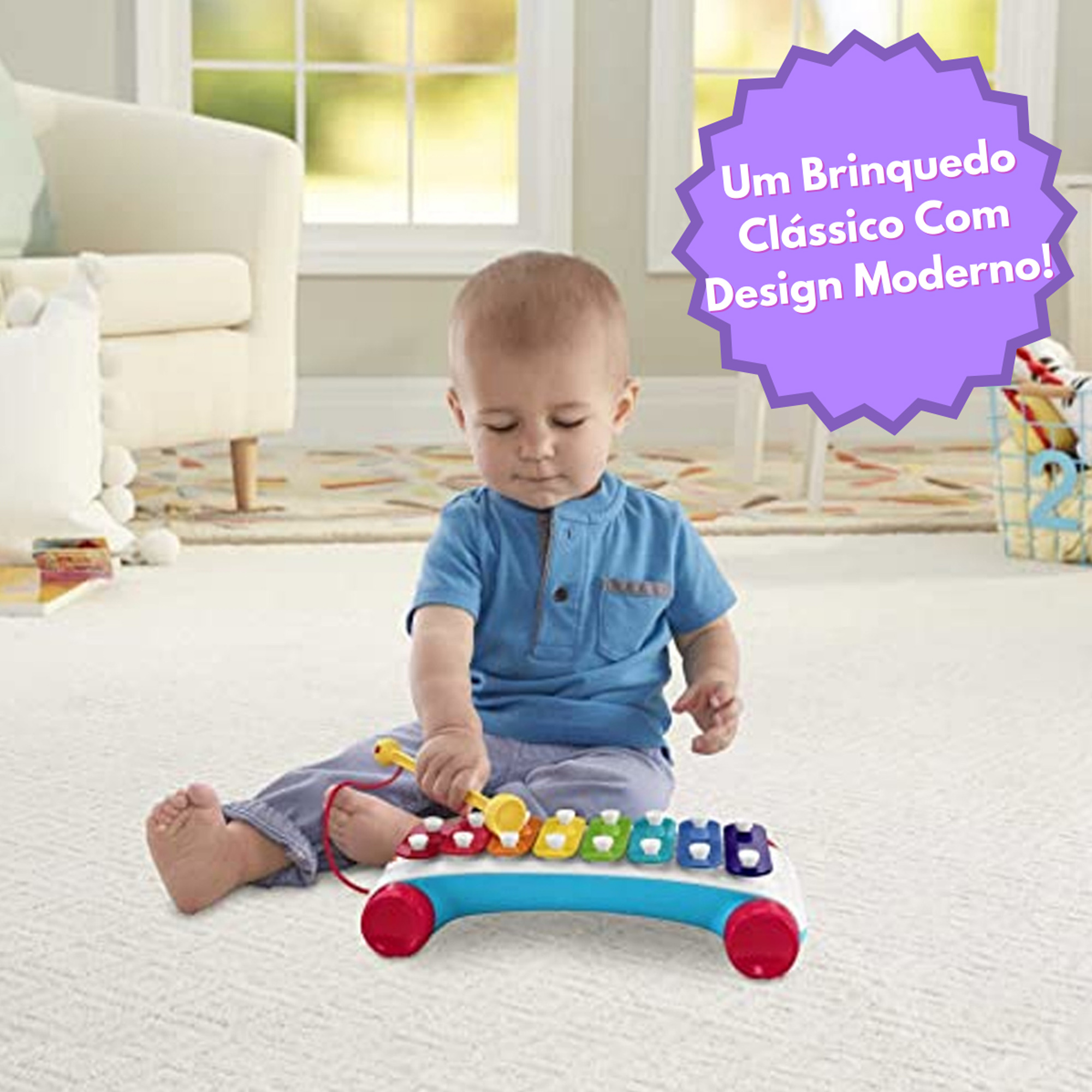 Xilofone Brinquedo Musical Instrumental Infantil Bebê +18 meses Baby Fisher Price Mattel - CMY09