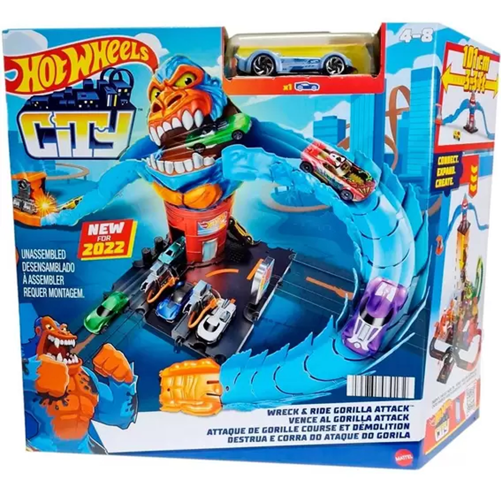 Brinquedo Pista Hot Wheels City Nemesis Ataque do Gorila com 1 Veiculo Sortido Mattel - HDR30