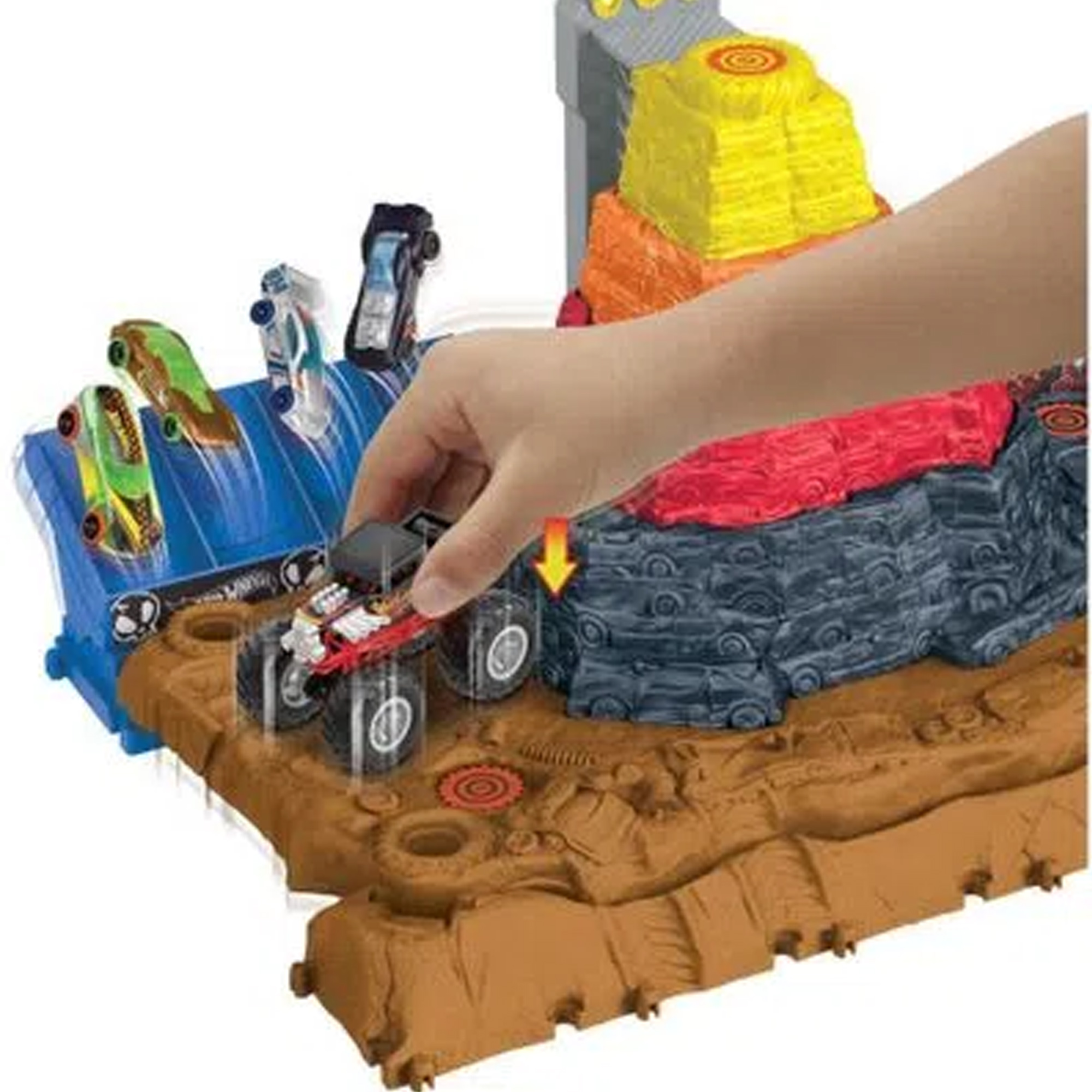 Brinquedo Hot Wheels Monster Trucks Pista Arena de Demolição do Ferro Velho Mattel - HNB96