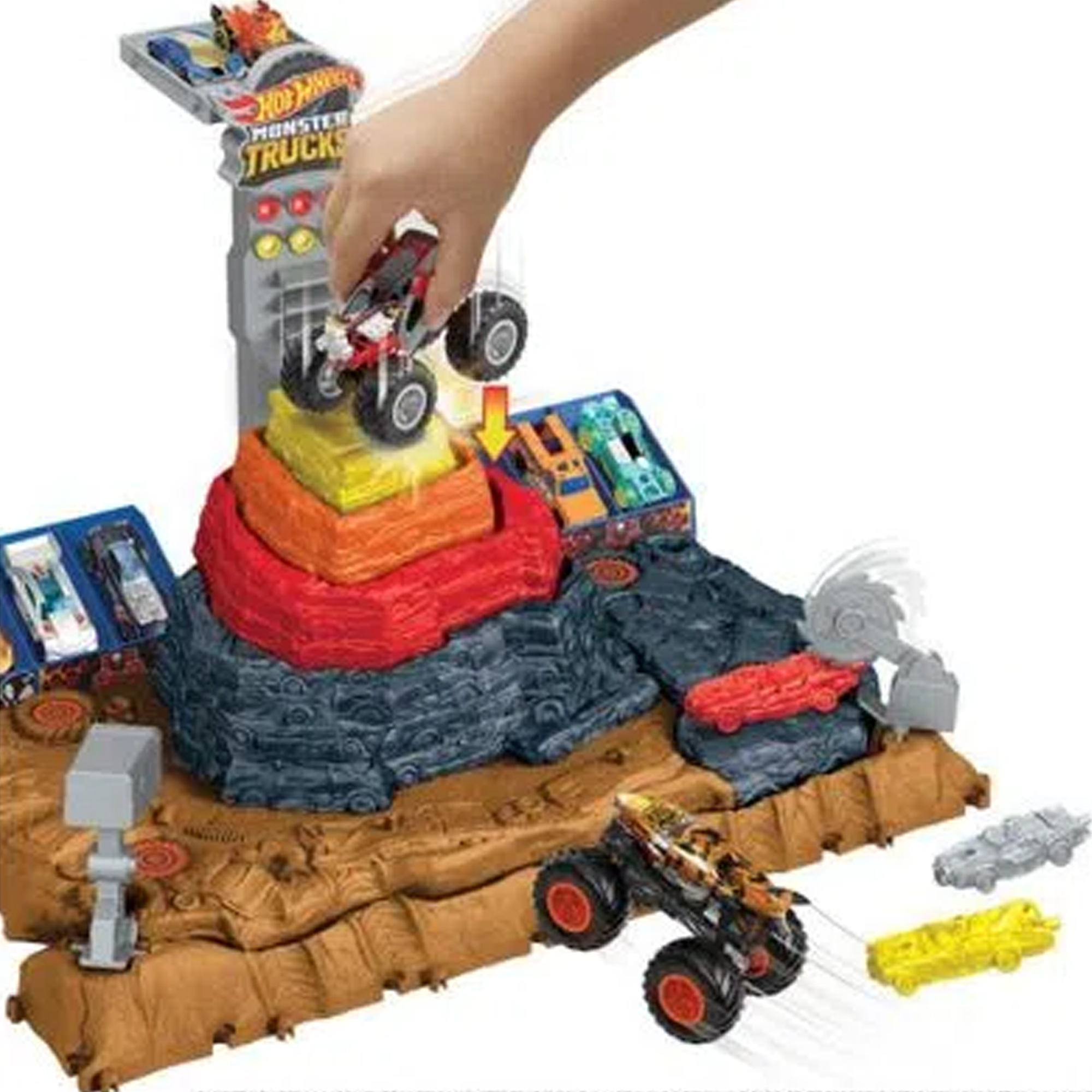Brinquedo Hot Wheels Monster Trucks Pista Arena de Demolição do Ferro Velho Mattel - HNB96