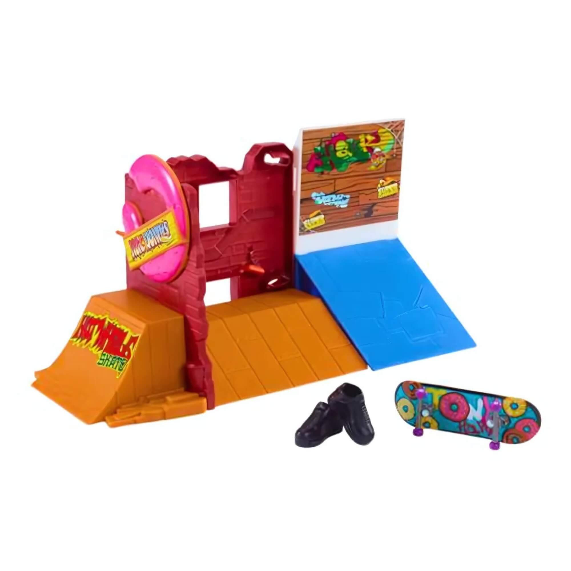 Hot Wheels Skate de Dedo Conjunto de Rampas Donut Skatepark Unidade Sortida Mattel - HGT91