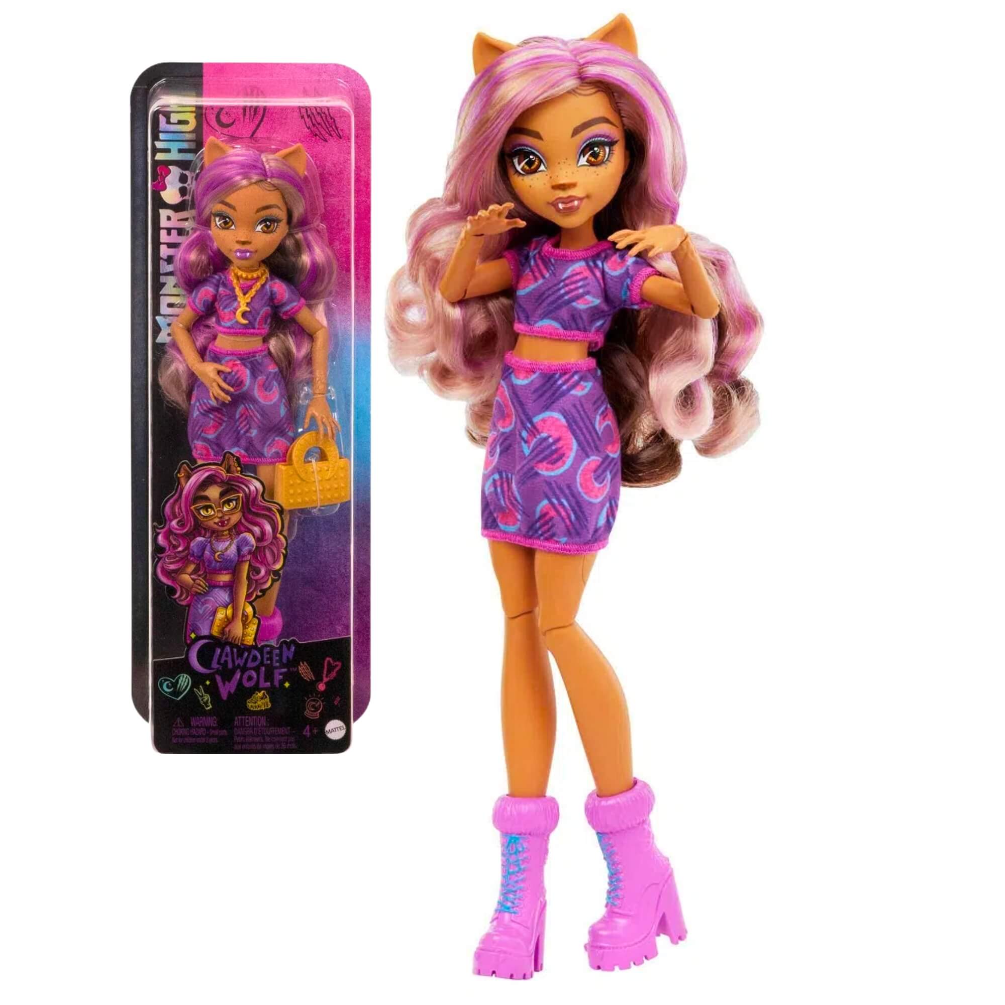 Boneca Monster High Clawdeen Básica Brinquedo Colecionável Presente com Acessórios Mattel - HKY75