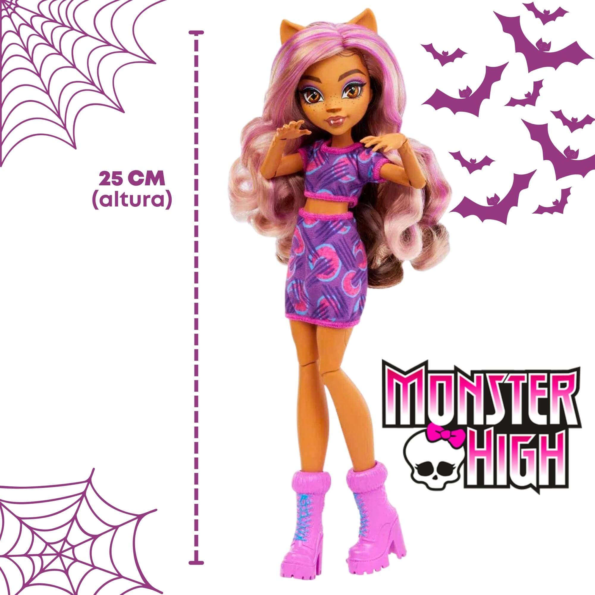 Boneca Monster High Clawdeen Básica Brinquedo Colecionável Presente com Acessórios Mattel - HKY75