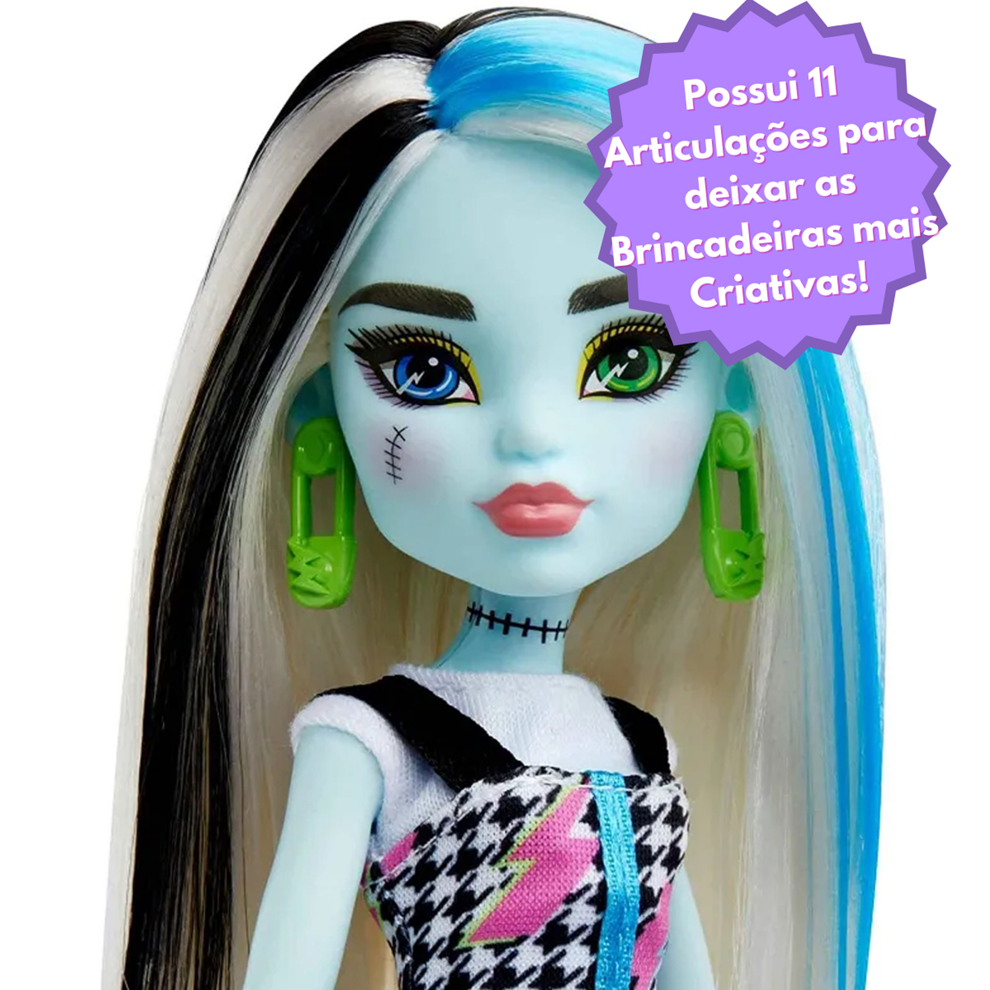 Boneca Monster High Frankie Stein Brinquedo Colecionável com Acessórios Presente Mattel - HKY76