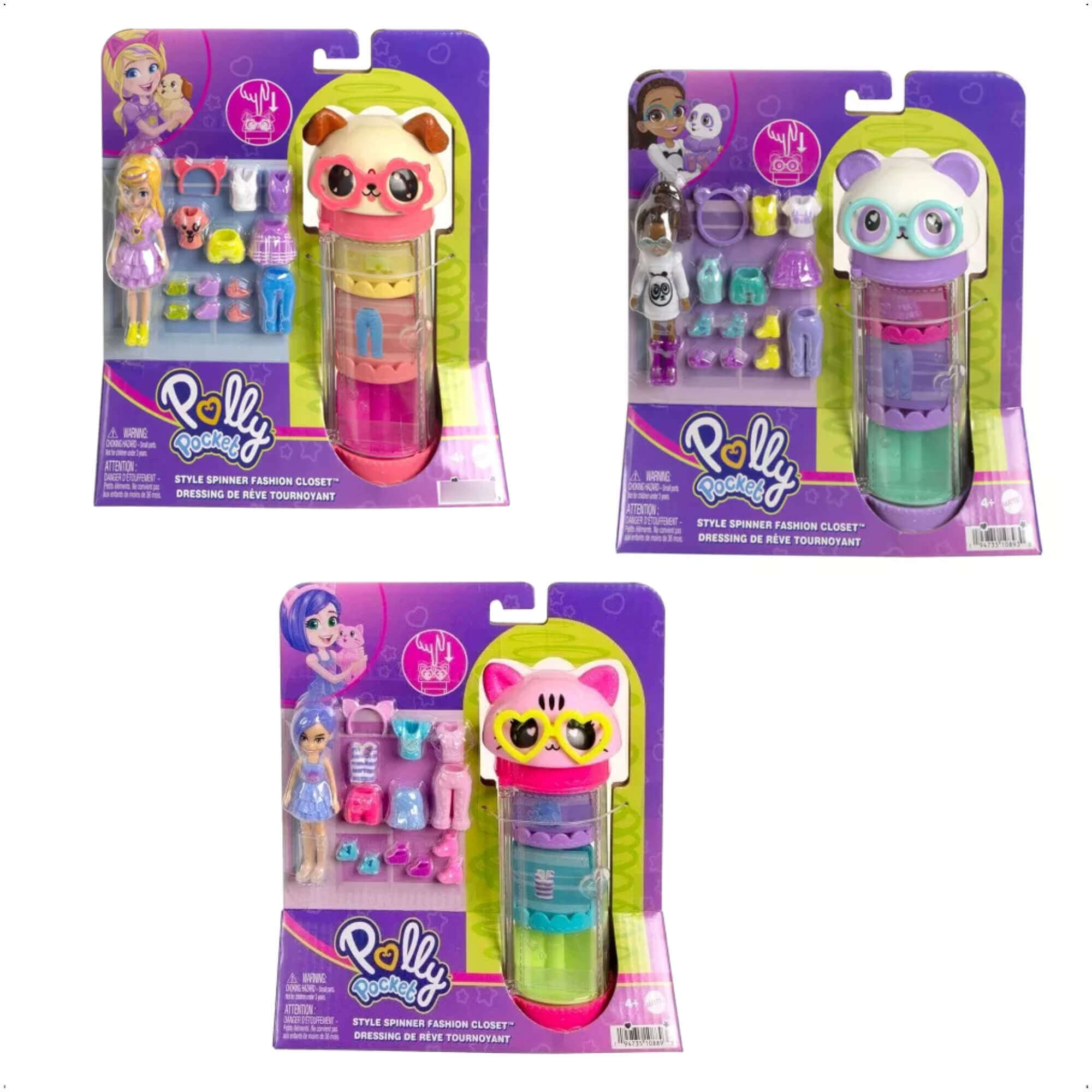 Brinquedo Infantil Boneca Polly Pocket Conjunto Closet Armário Giratório Sortido Mattel - HKW04
