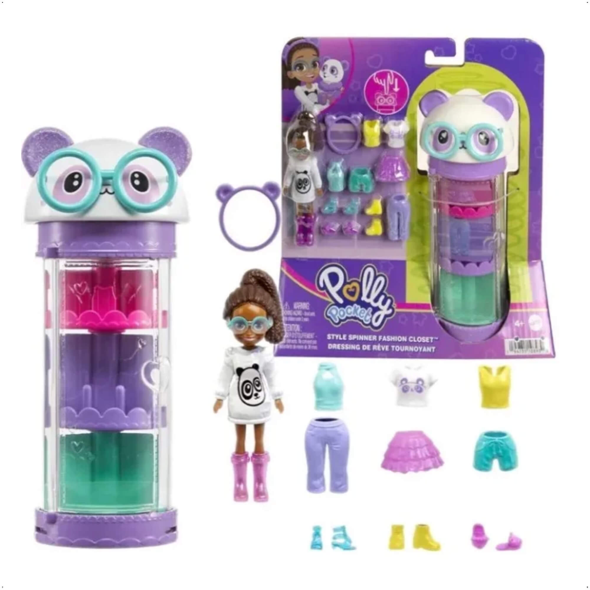 Brinquedo Infantil Boneca Polly Pocket Conjunto Closet Armário Giratório Sortido Mattel - HKW04