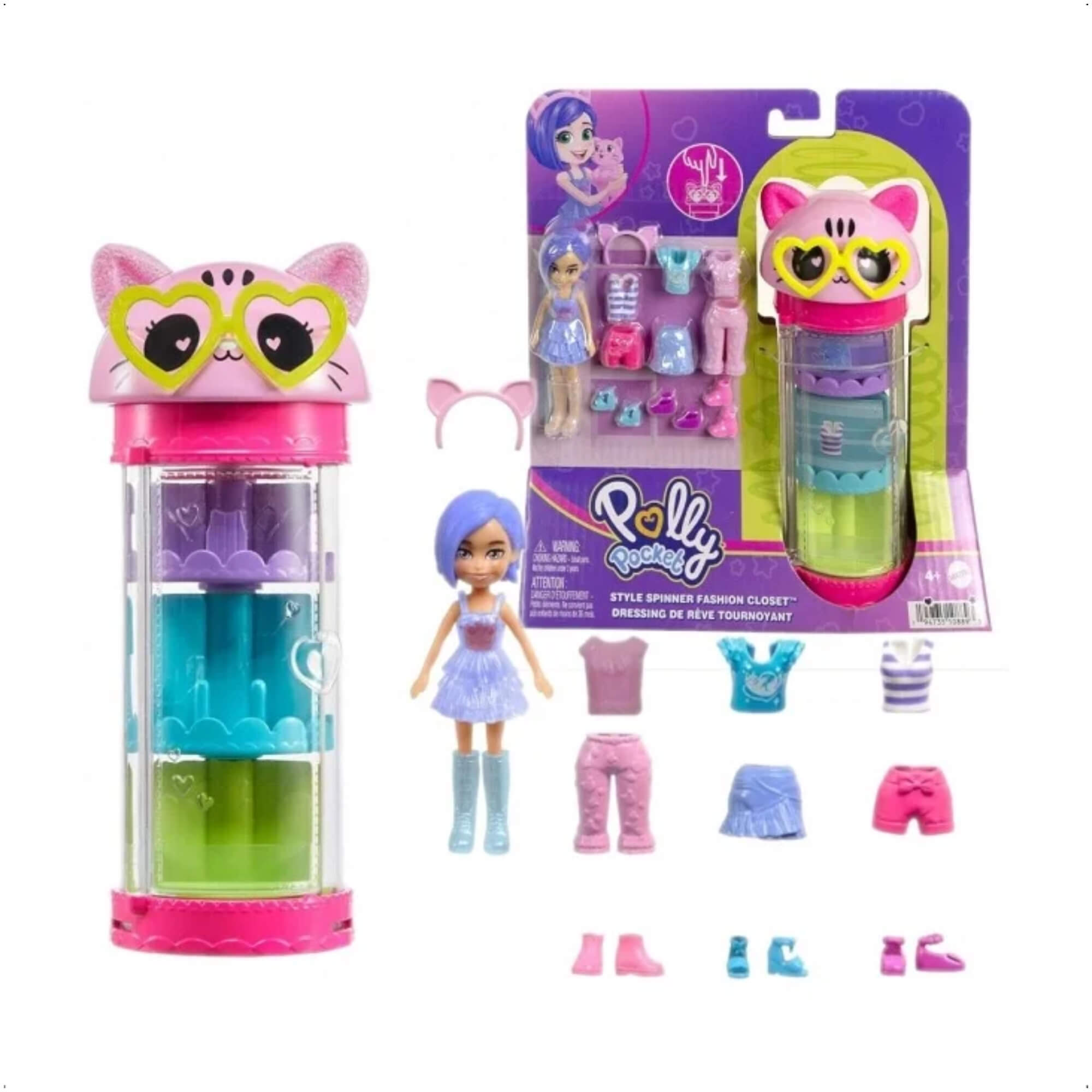 Brinquedo Infantil Boneca Polly Pocket Conjunto Closet Armário Giratório Sortido Mattel - HKW04