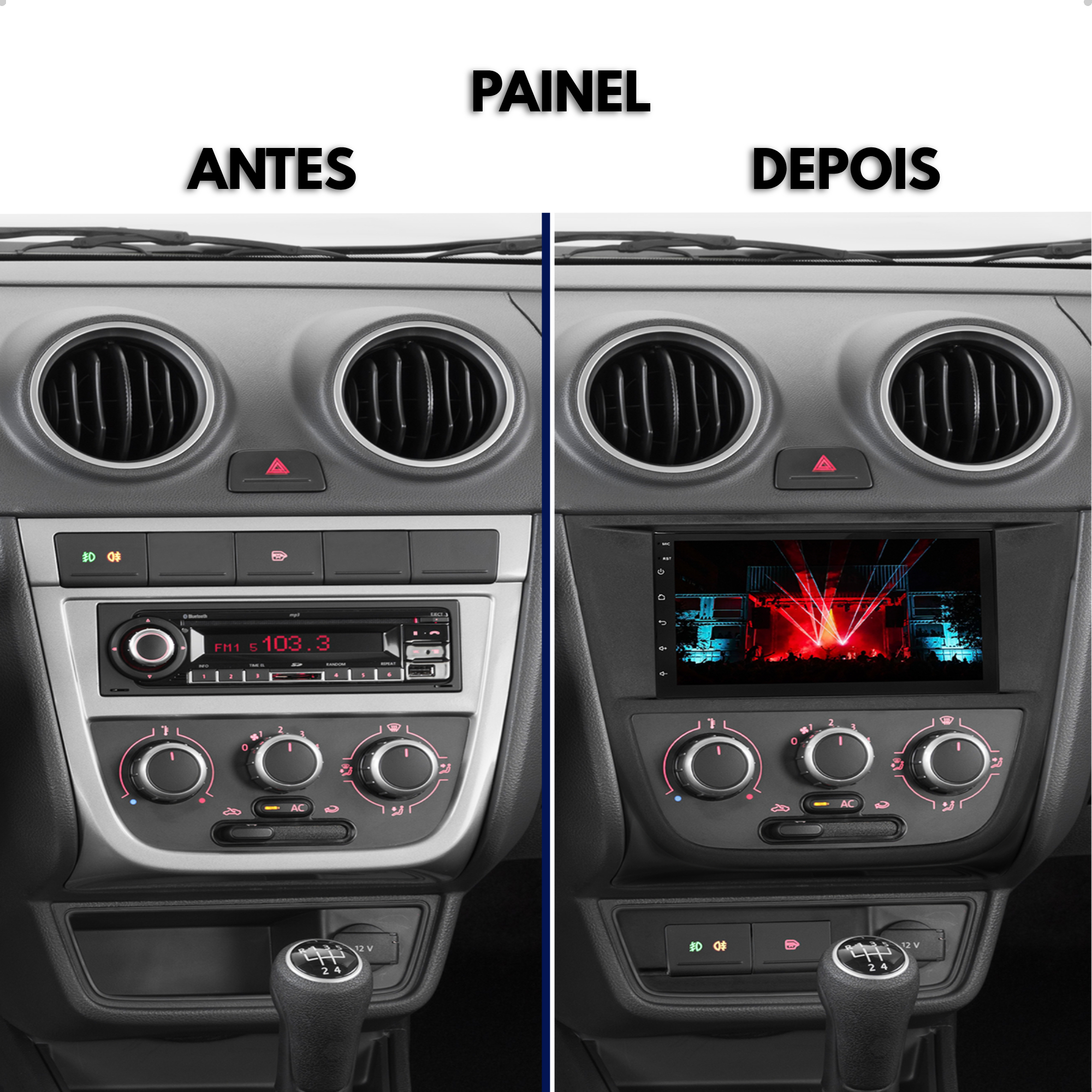 COMP Central Multimídia MP5 Android 10.1 7Pol RS-808BR WiFi GPS 16 Gb 1GB RAM + Moldura Gol G5 + Chicotes + Câmera de ré
