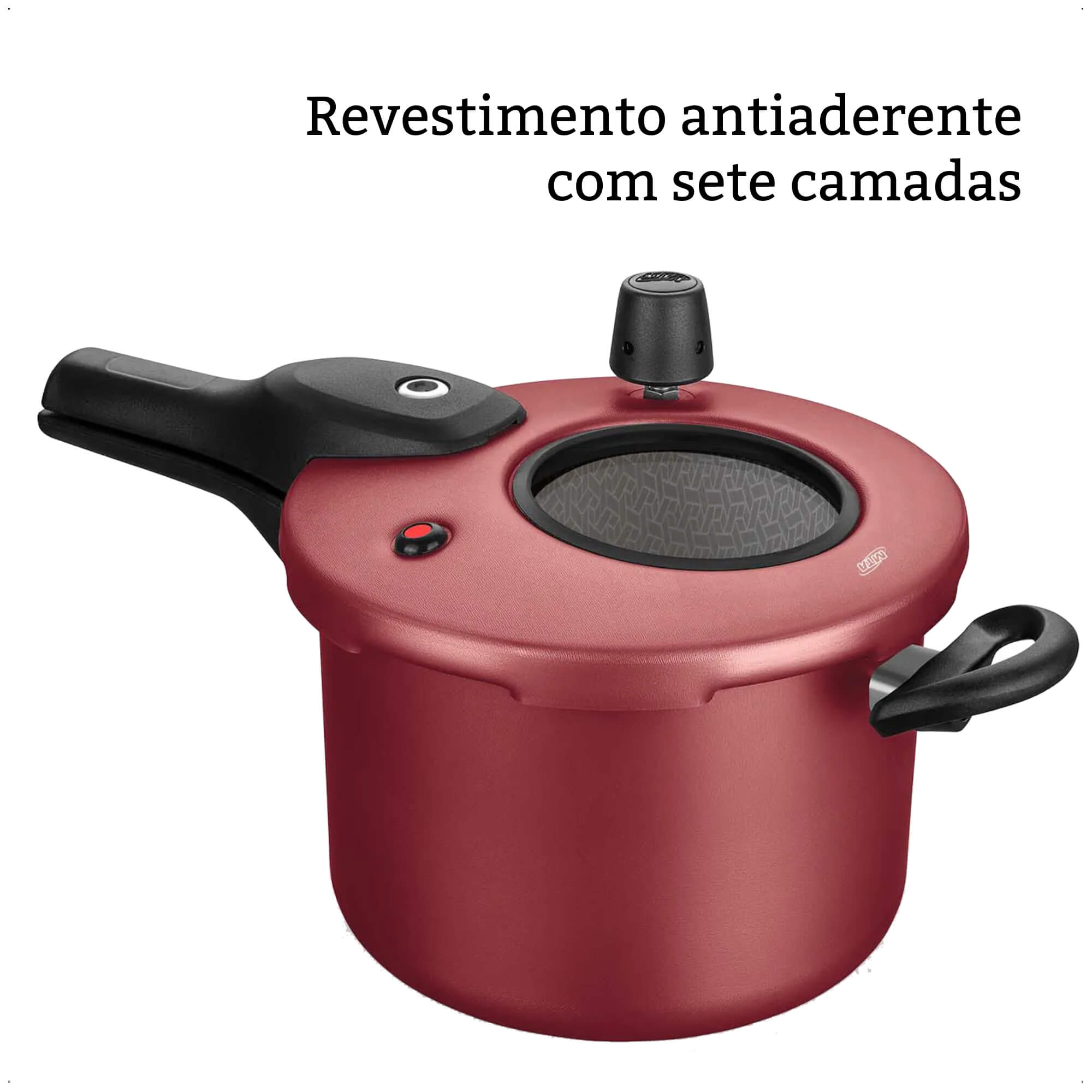 Panela De Pressão Antiaderente Com 4,5 Litros de Capacidade Fechamento Externo Superior MTA - 6600 Cor:Cereja