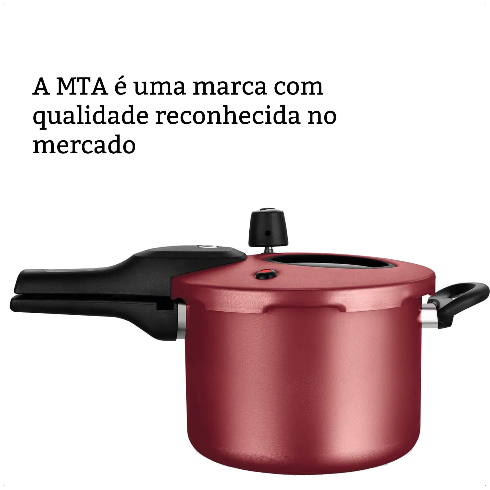 Panela De Pressão Antiaderente Com 4,5 Litros de Capacidade Fechamento Externo Superior MTA - 6600 Cor:Cereja