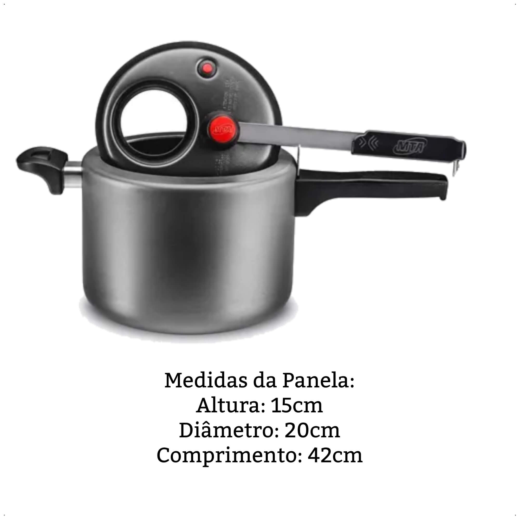 Panela De Pressão 4,5L Antiaderente Com Visor de Vidro MTA - 6000 Cor:Preto