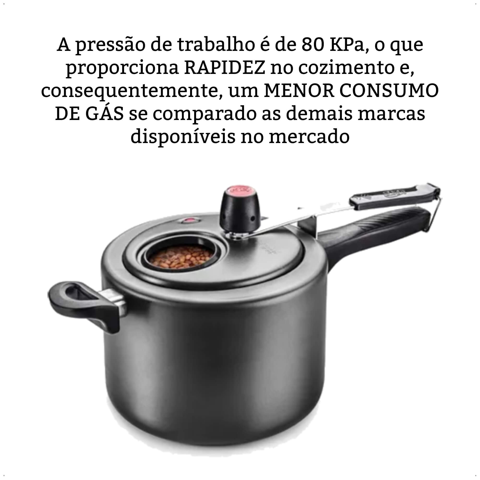 Panela De Pressão 4,5L Antiaderente Com Visor de Vidro MTA - 6000 Cor:Preto