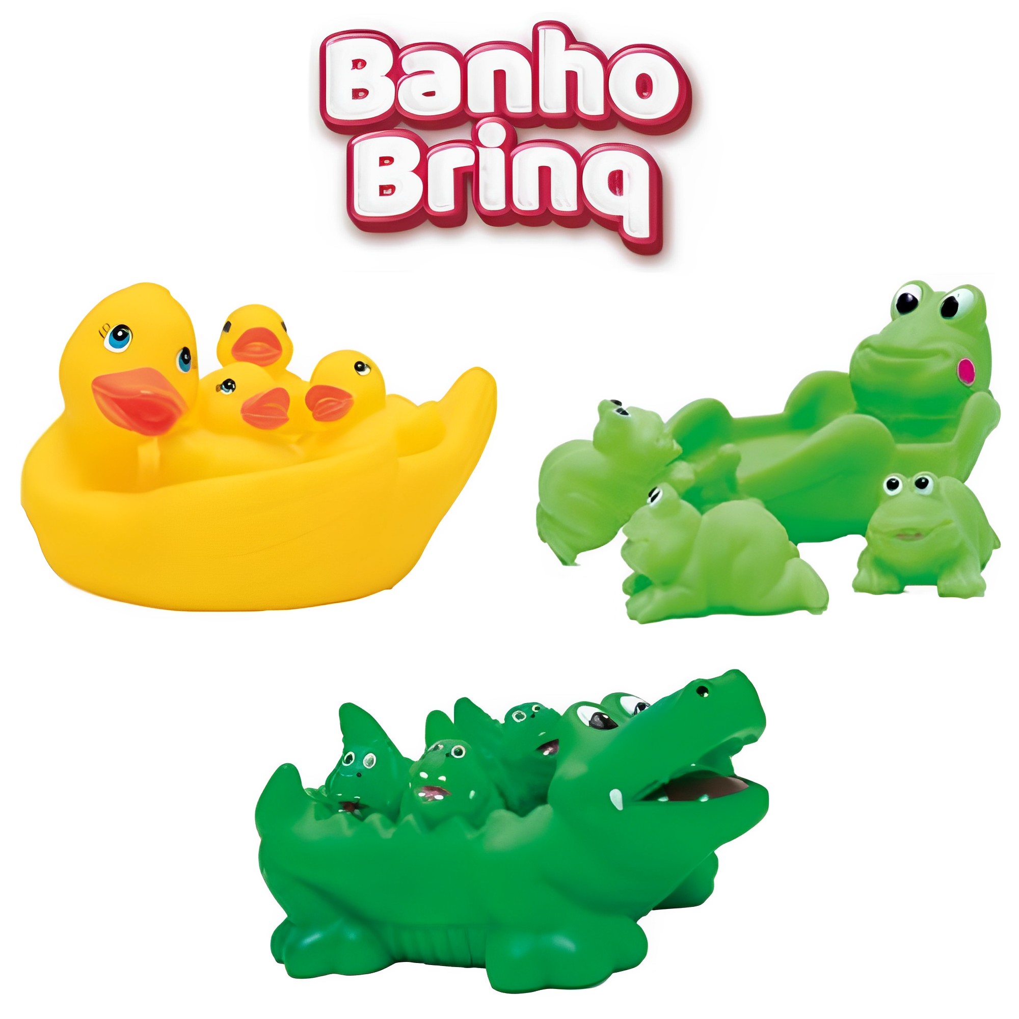 Brinquedo de Borracha Sortido Unitário Banho Brinq Patinho / Jacarezinho / Sapinho Polibrinq BB3000