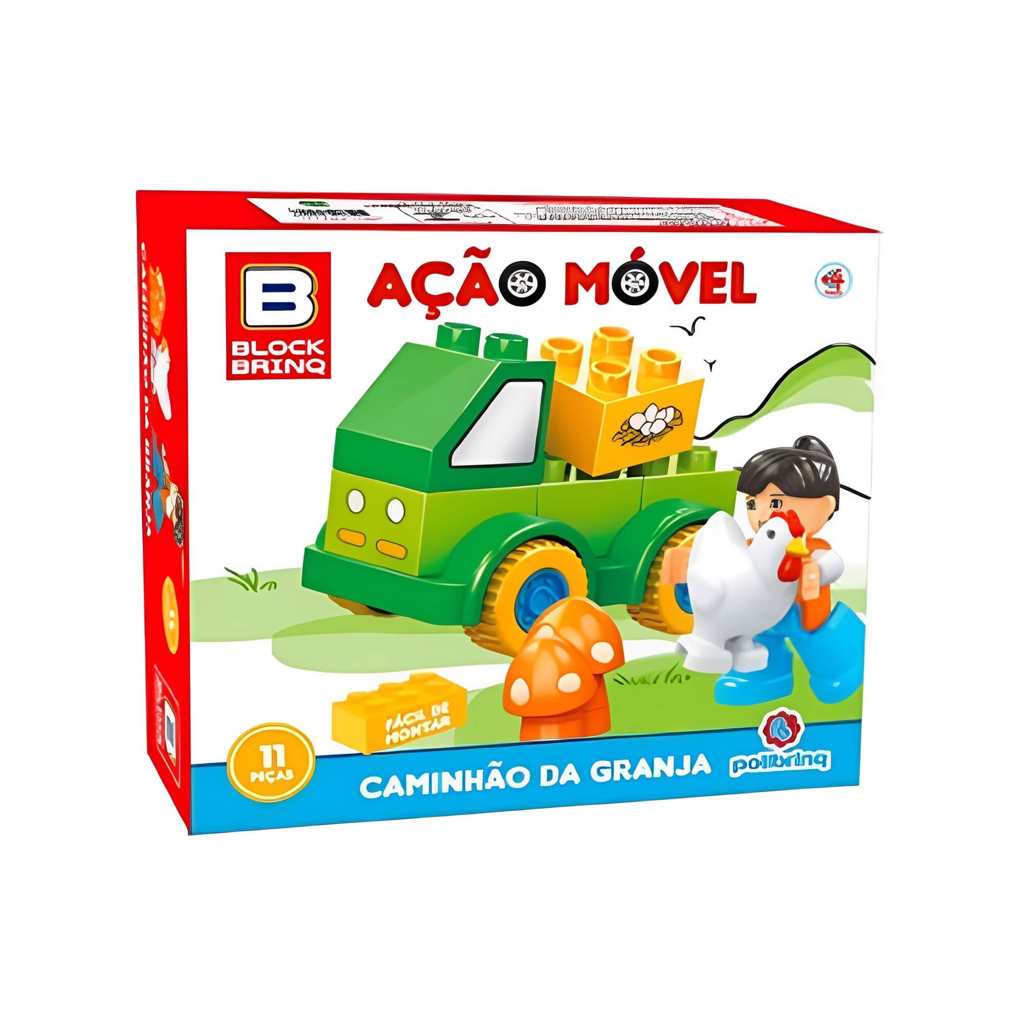 Brinquedo de Montar Ação Móvel Polícia Coelho Posto Granja 11 Peças Sortidos Polibrinq BM012